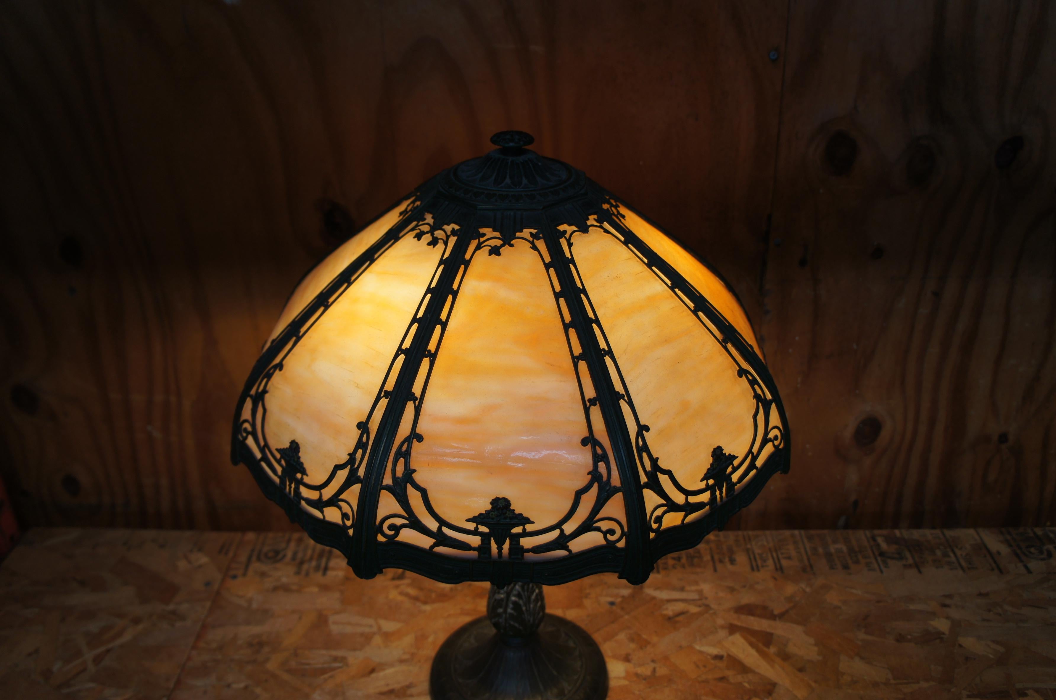 rainaud slag glass lamp