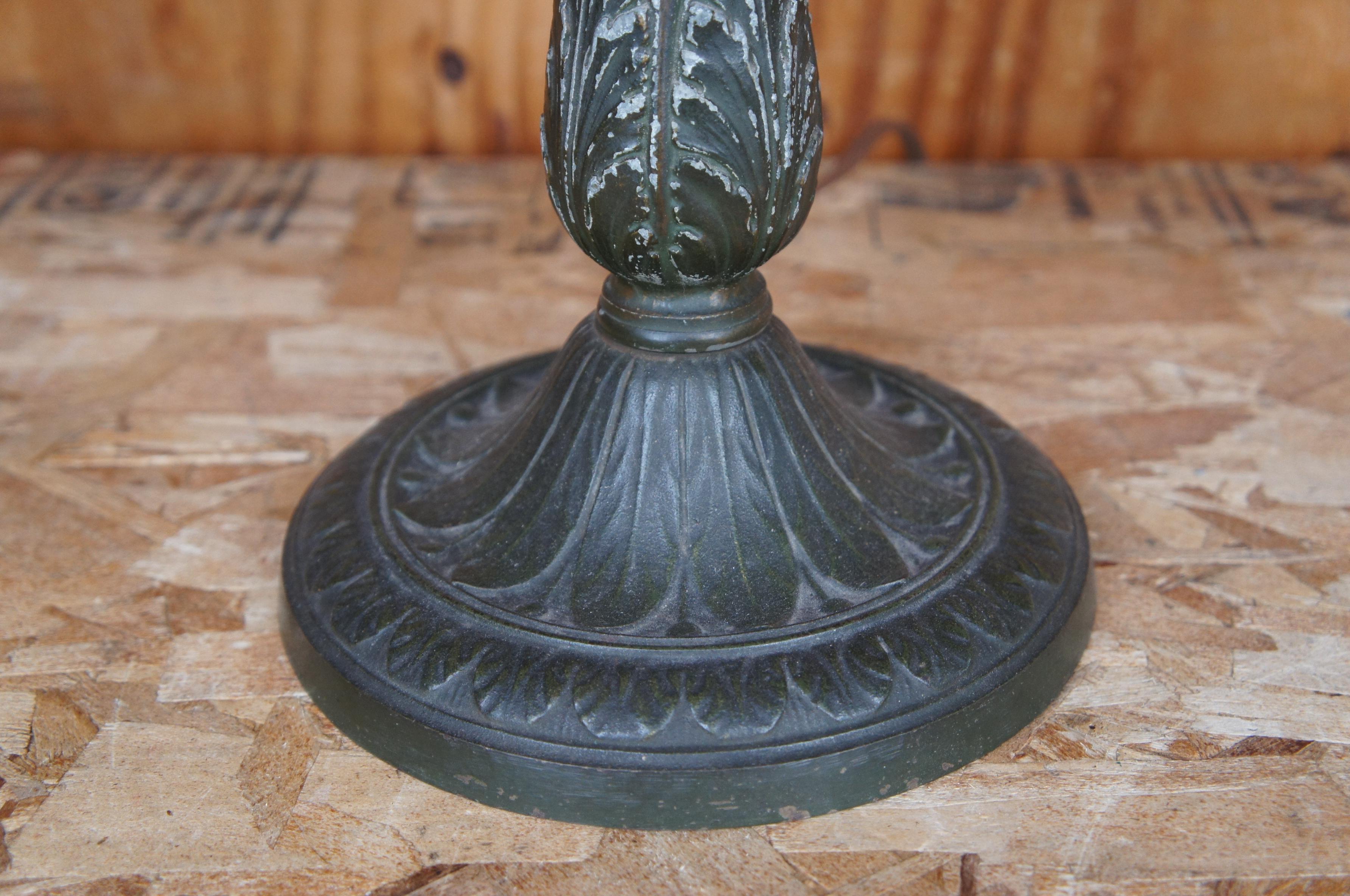 Antique Victorian Neoclassical Rainaud A&R Co Slag Glass Cast Iron Lamp 2