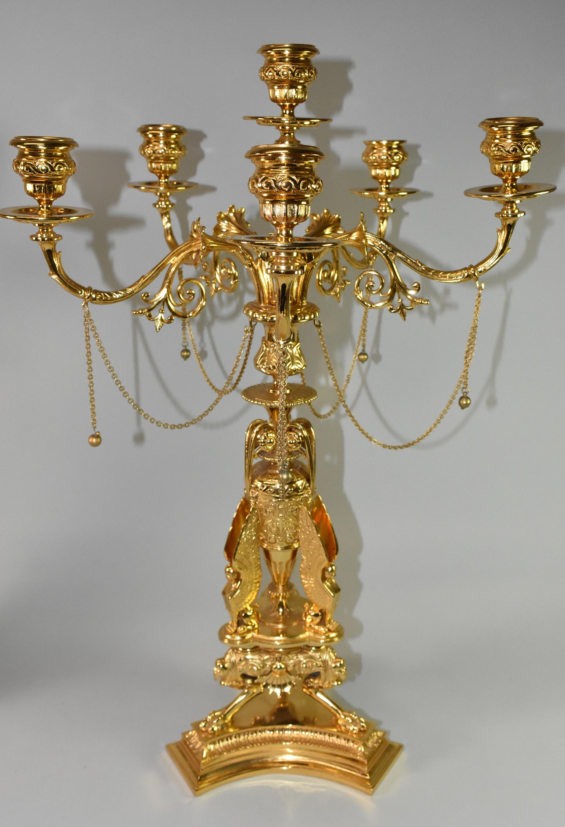 Brass Antique Victorian Neoclassical Revival Candelabra Elkington & Co #8945 For Sale