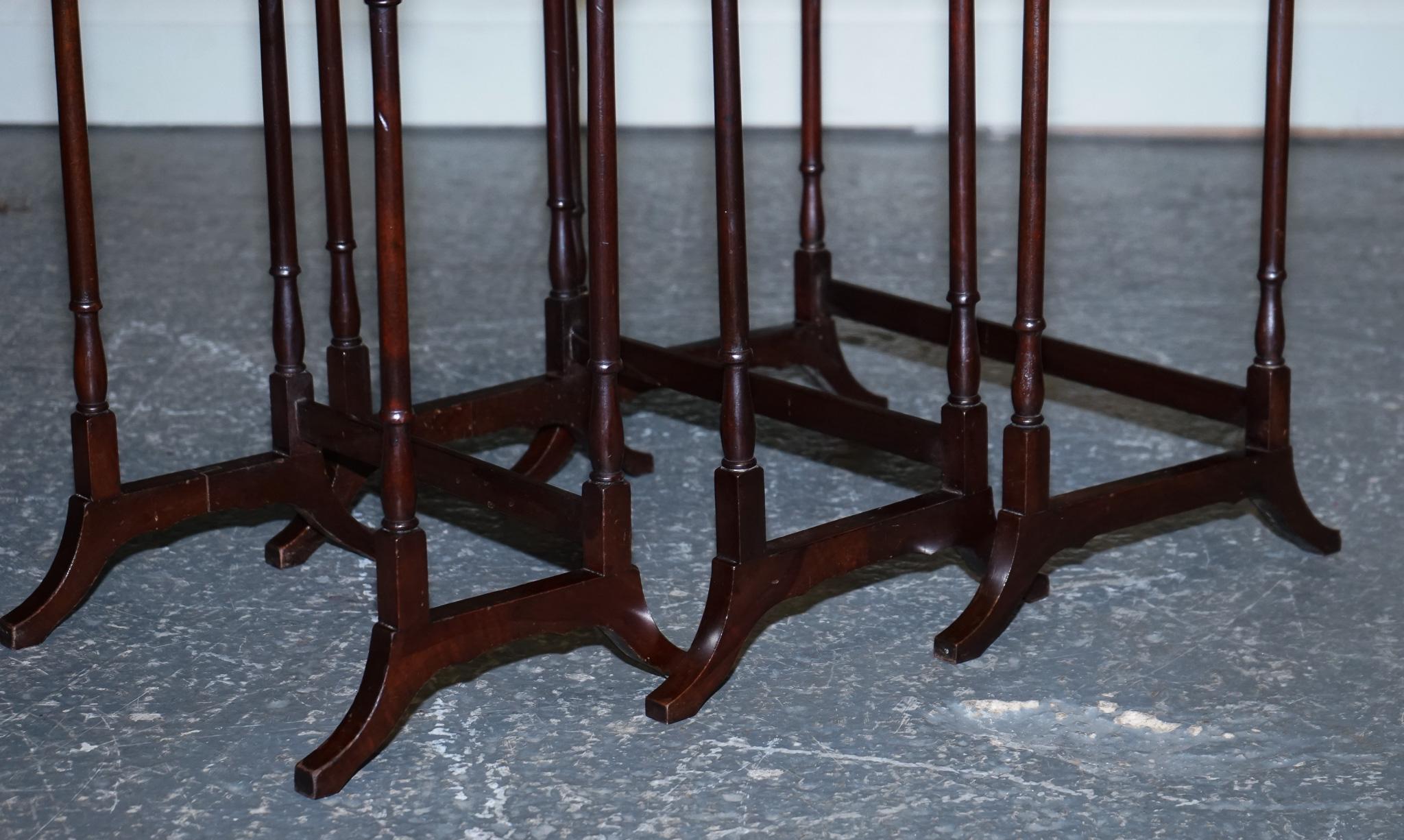 Hand-Crafted Antique Victorian Nest of Three Nesting Tables Side Tables with Bamboo Legs  For Sale