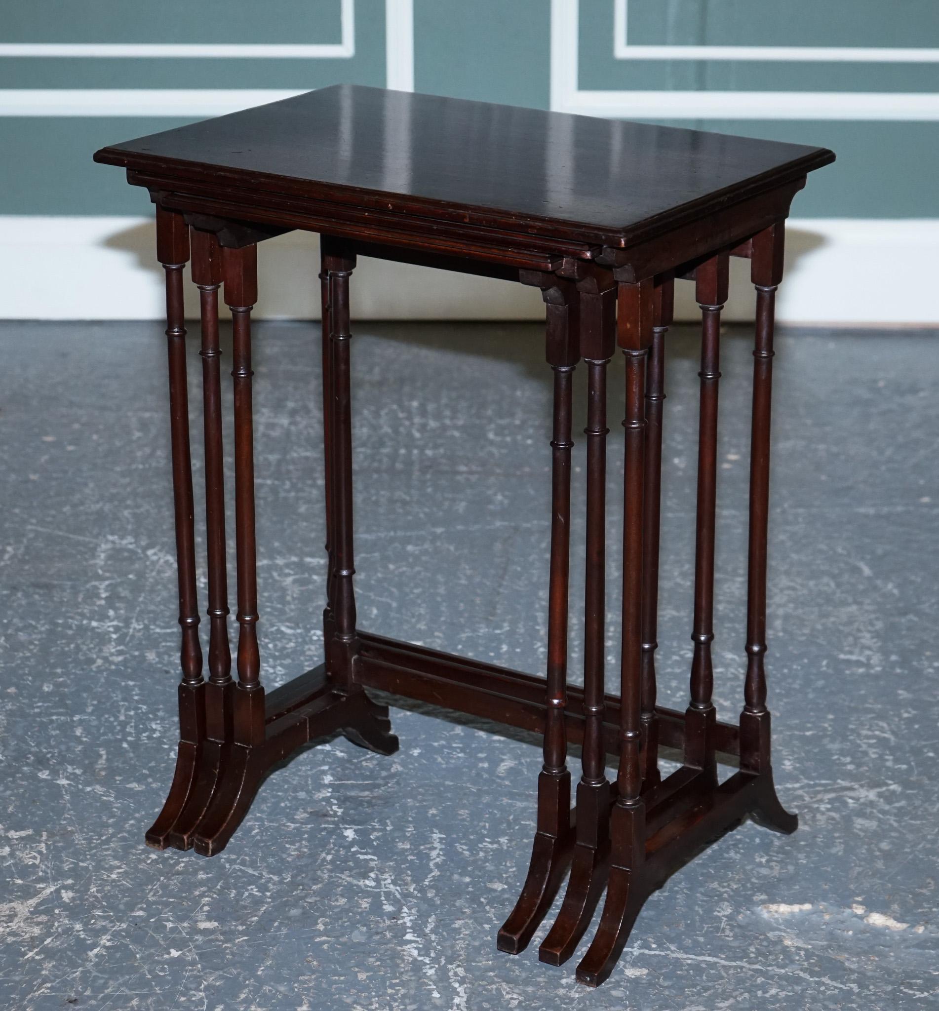 20th Century Antique Victorian Nest of Three Nesting Tables Side Tables with Bamboo Legs  For Sale
