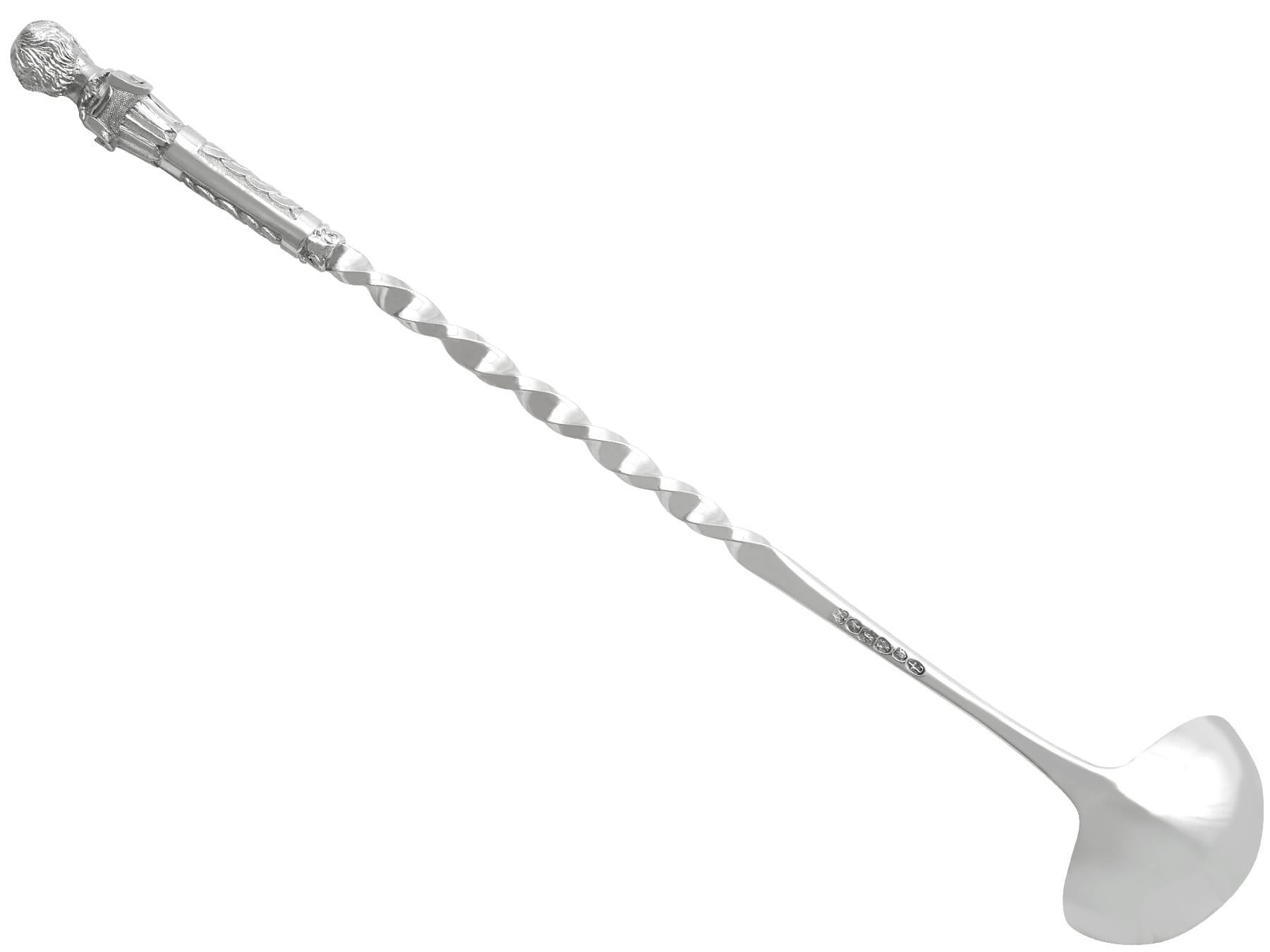 English Antique Victorian Newcastle Sterling Silver Punch Ladle (1882) For Sale