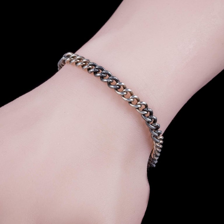 Antique Victorian Niello Bracelet Silver Gold, circa 1900 For Sale at