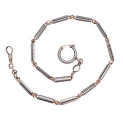 Antique Victorian Niello Silver Chain Necklace