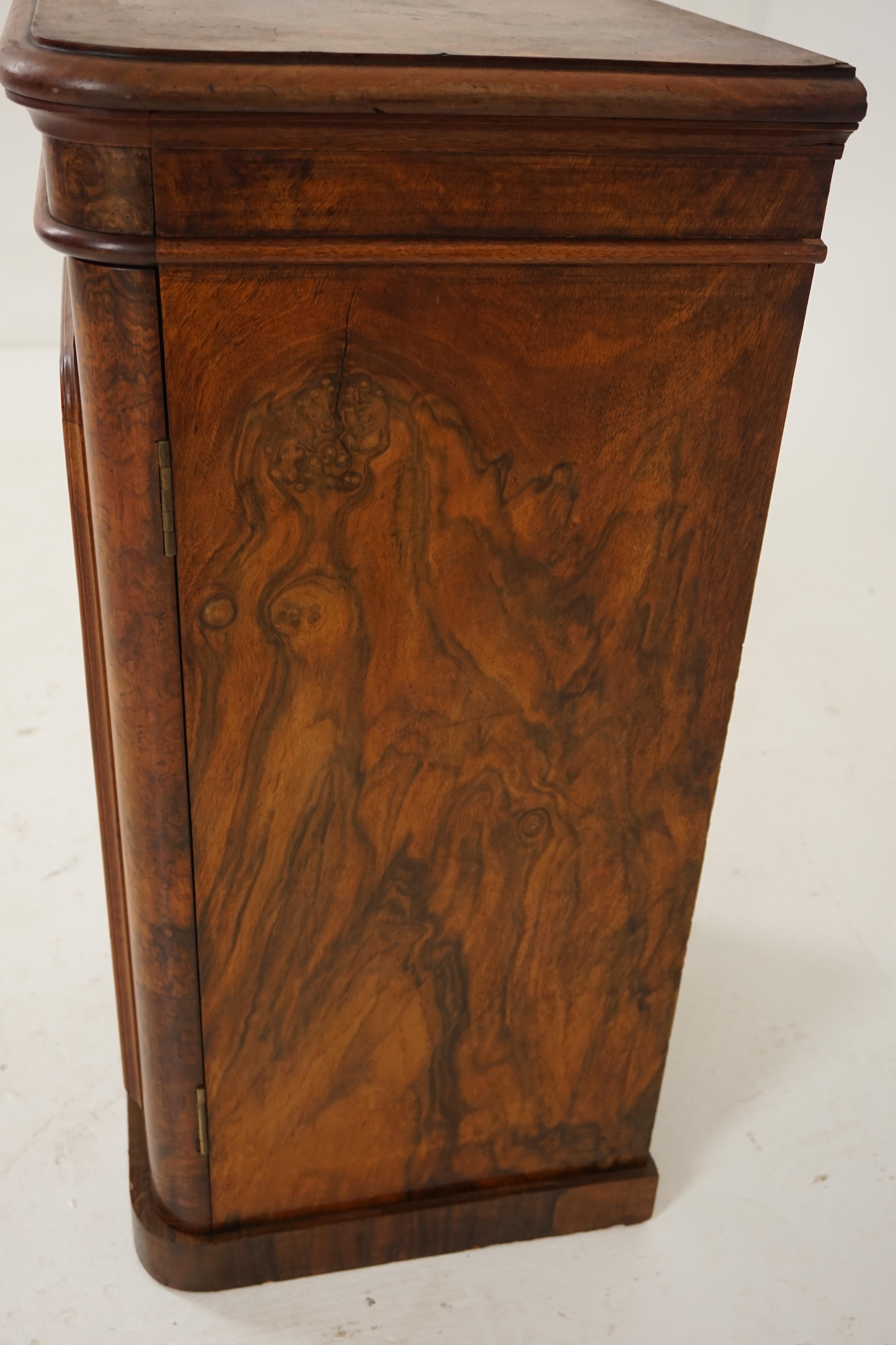 Early 20th Century Antique Victorian Nightstand, Burr Walnut Lamp Table, Scotland 1880, B2041