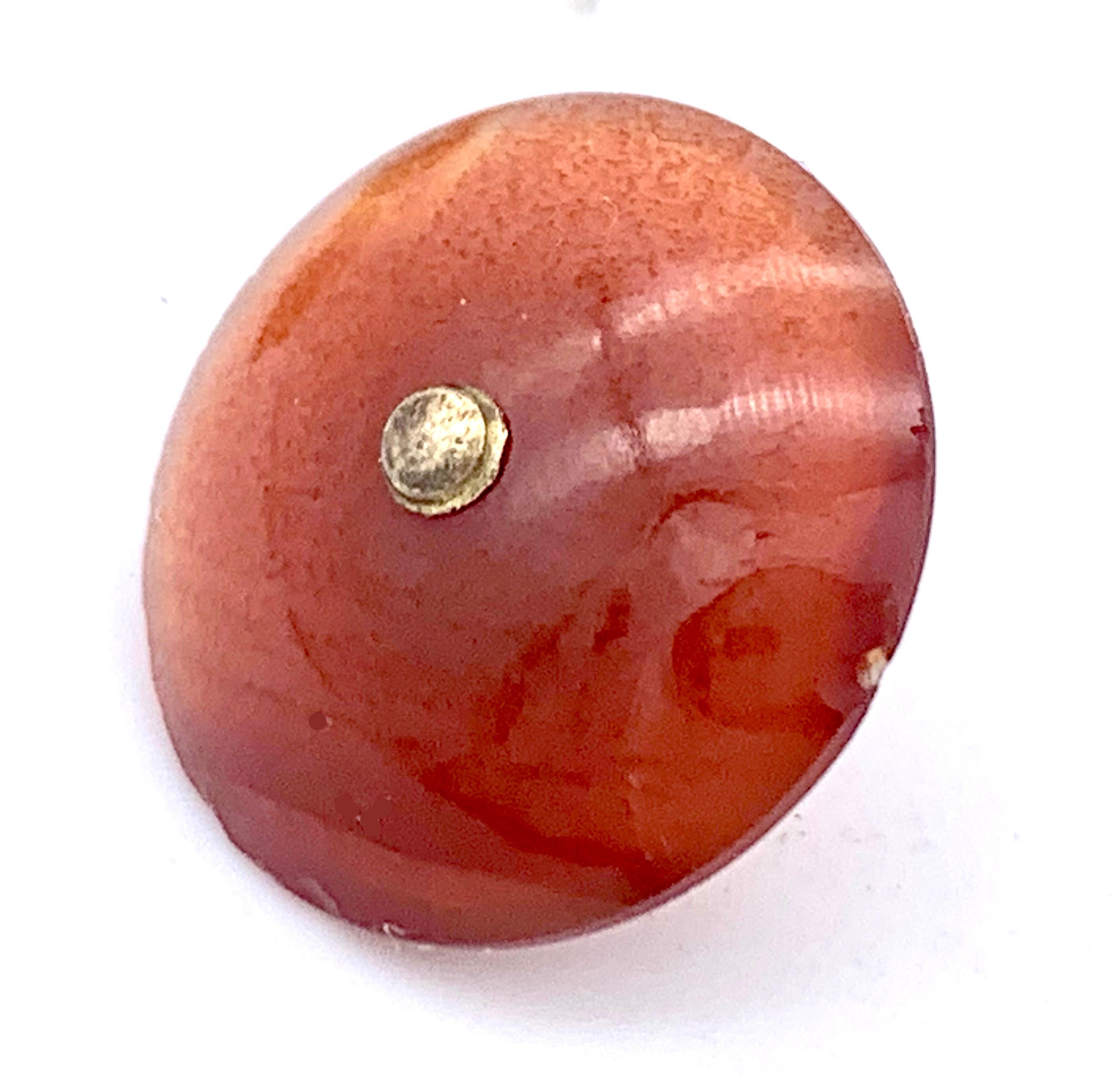 Antikes viktorianisches neun Kleid mit Knöpfen aus Messing mit Karneol-Achat im Cabochon-Schliff und Fttung Damen im Angebot