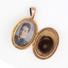 Antique Victorian North Star Pendant Locket Blue Enamel 14k Rose Gold Diamond