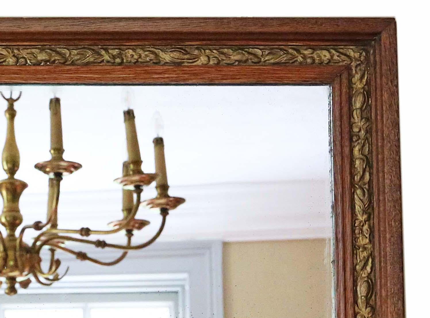 20th Century Antique Victorian Oak and Gilt Overmantle or Wall Mirror, circa 1900