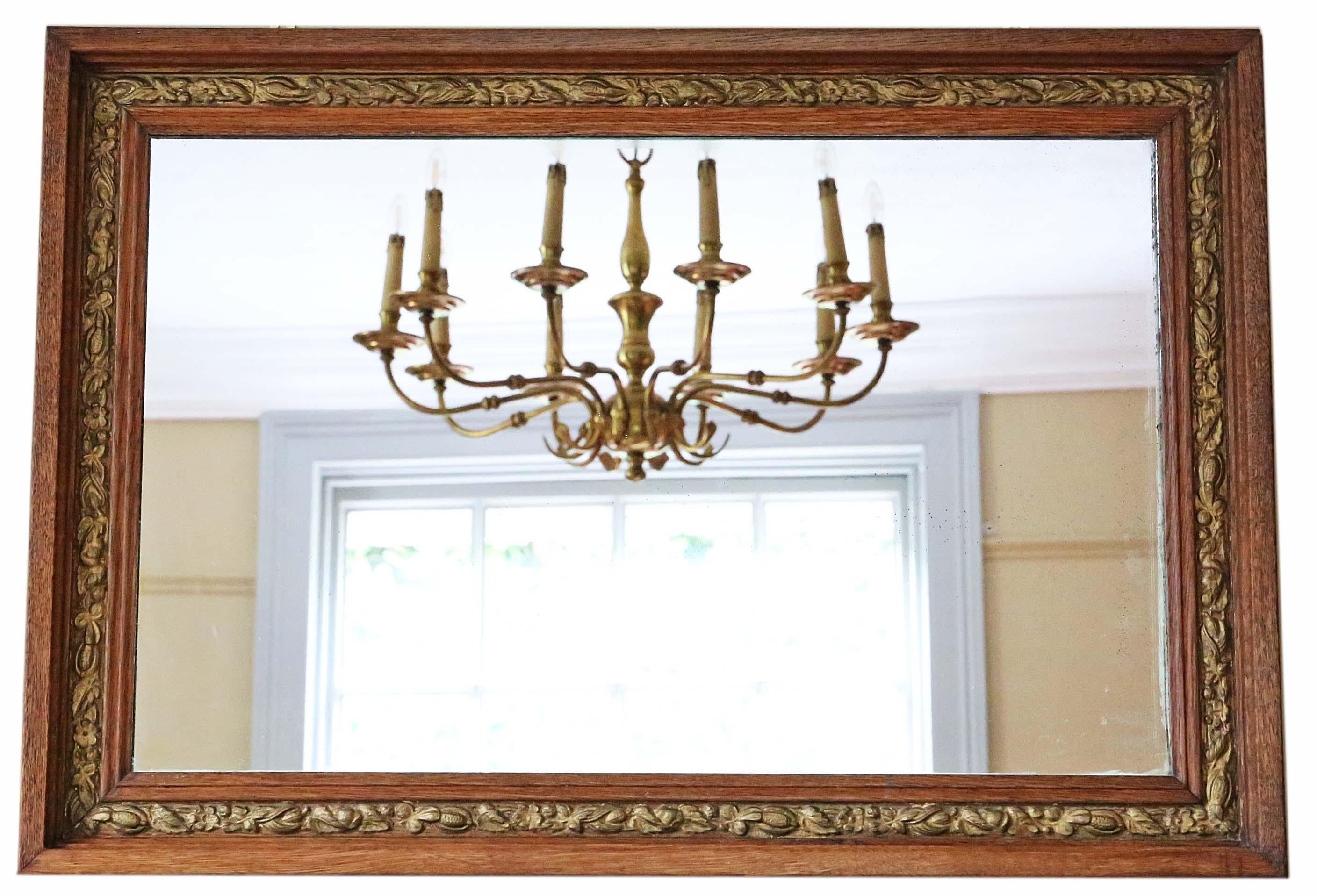 Antique Victorian Oak and Gilt Overmantle or Wall Mirror, circa 1900 4