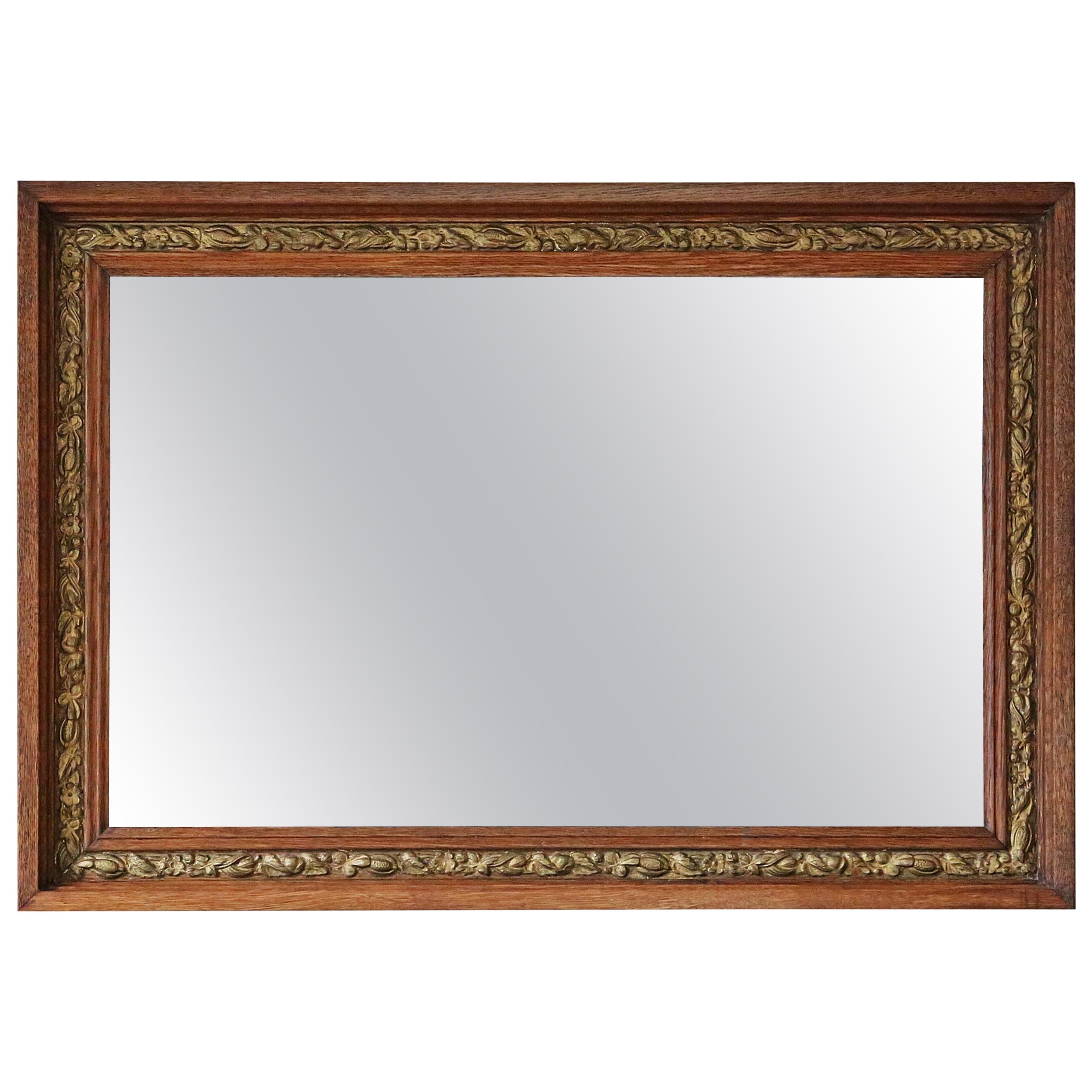 Antique Victorian Oak and Gilt Overmantle or Wall Mirror, circa 1900