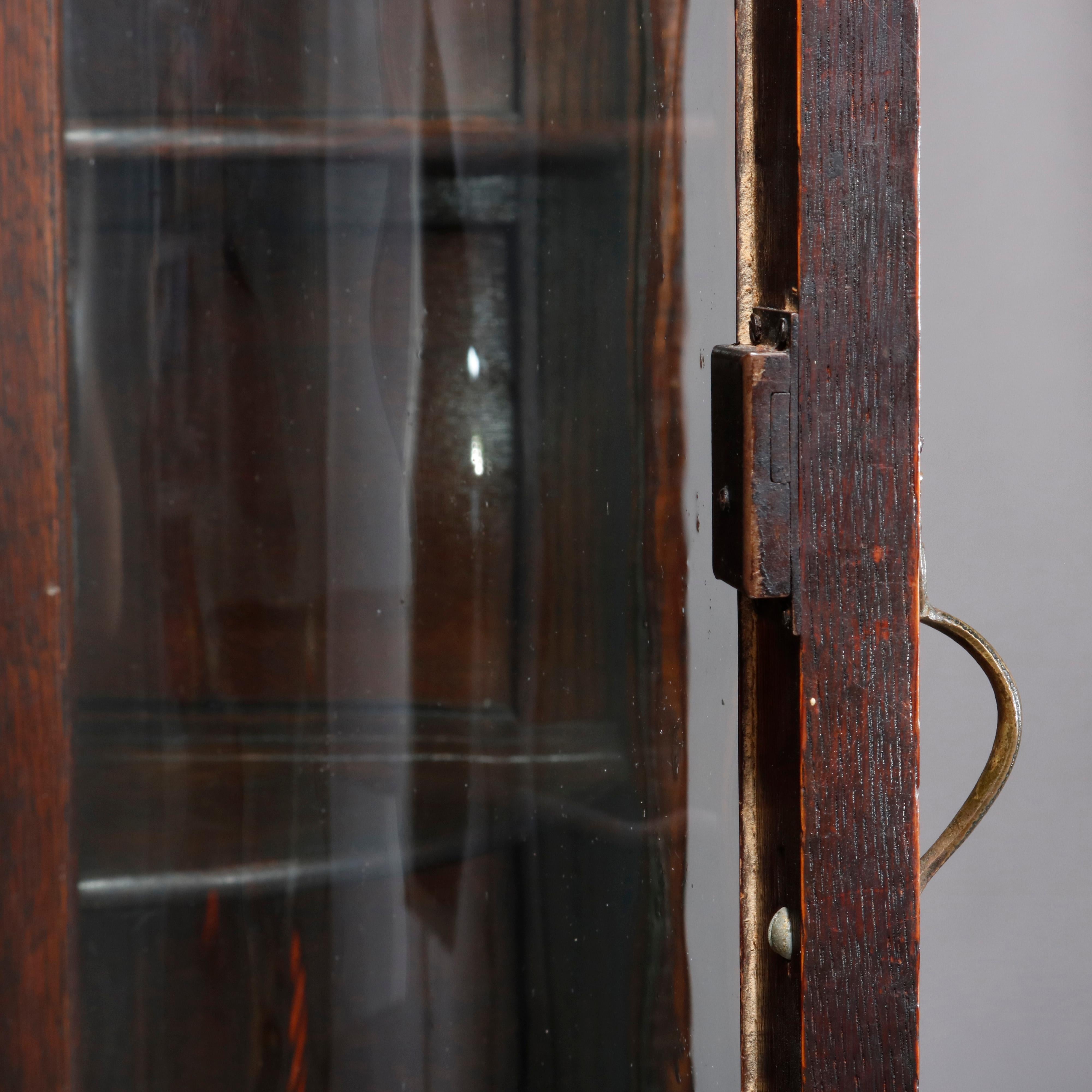 Antique Victorian Oak and Leaded Glass China Cabinet with Paw Feet, circa 1890 5