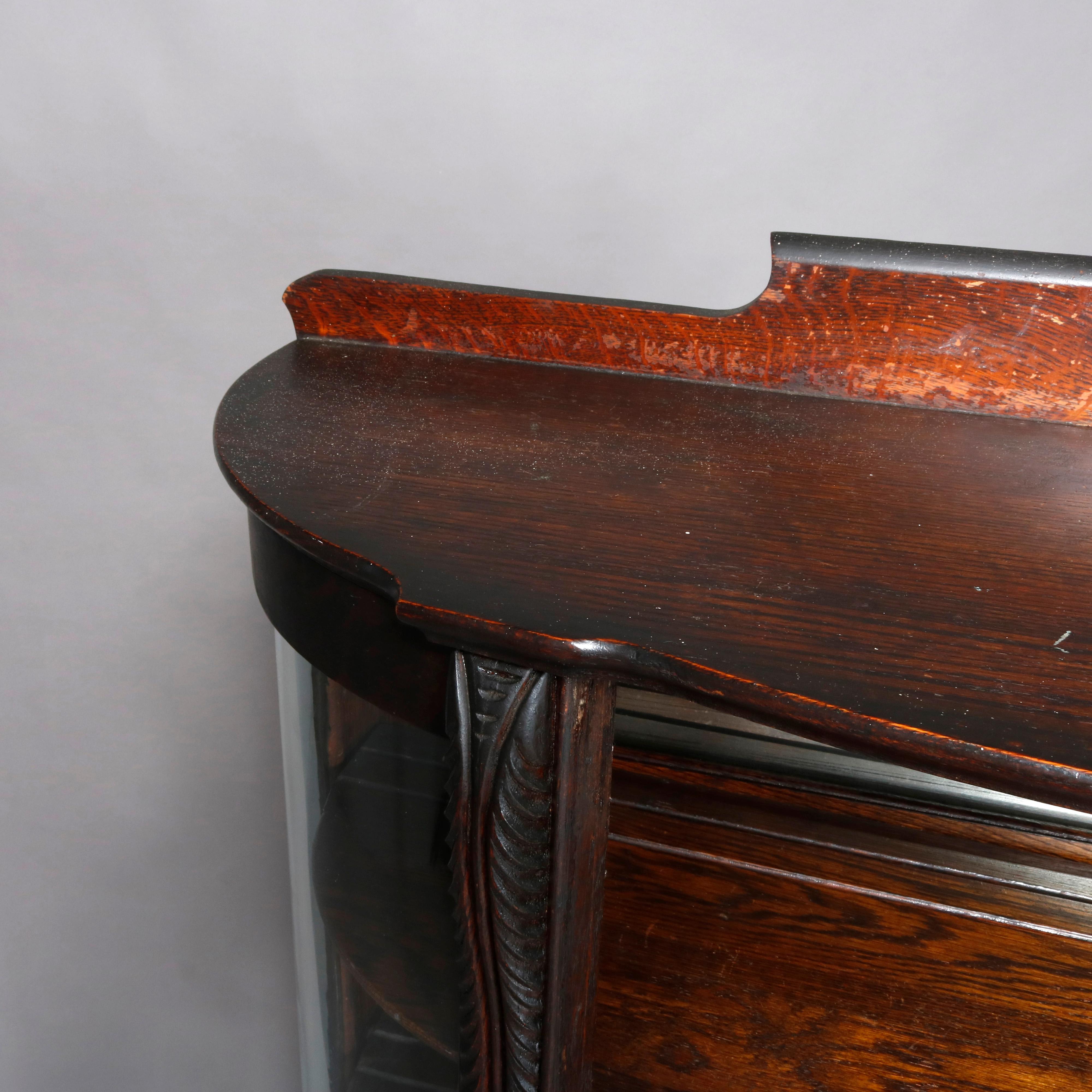 Antique Victorian Oak and Leaded Glass China Cabinet with Paw Feet, circa 1890 9