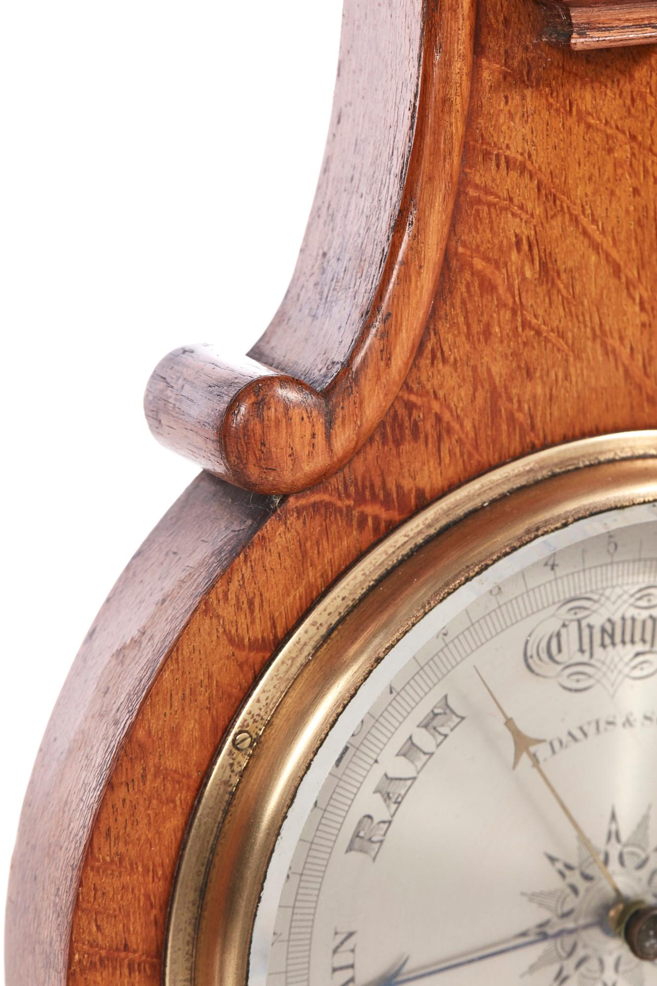 Antique Victorian Oak Banjo Barometer In Excellent Condition For Sale In Stutton, GB