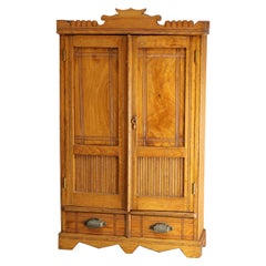 Antique Victorian Oak Bead Board Medicine Wall Cabinet, circa 1900