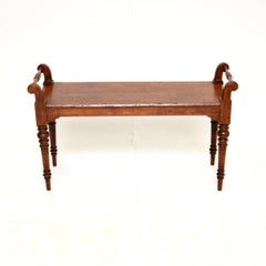 Antique Victorian Oak Bench / Stool