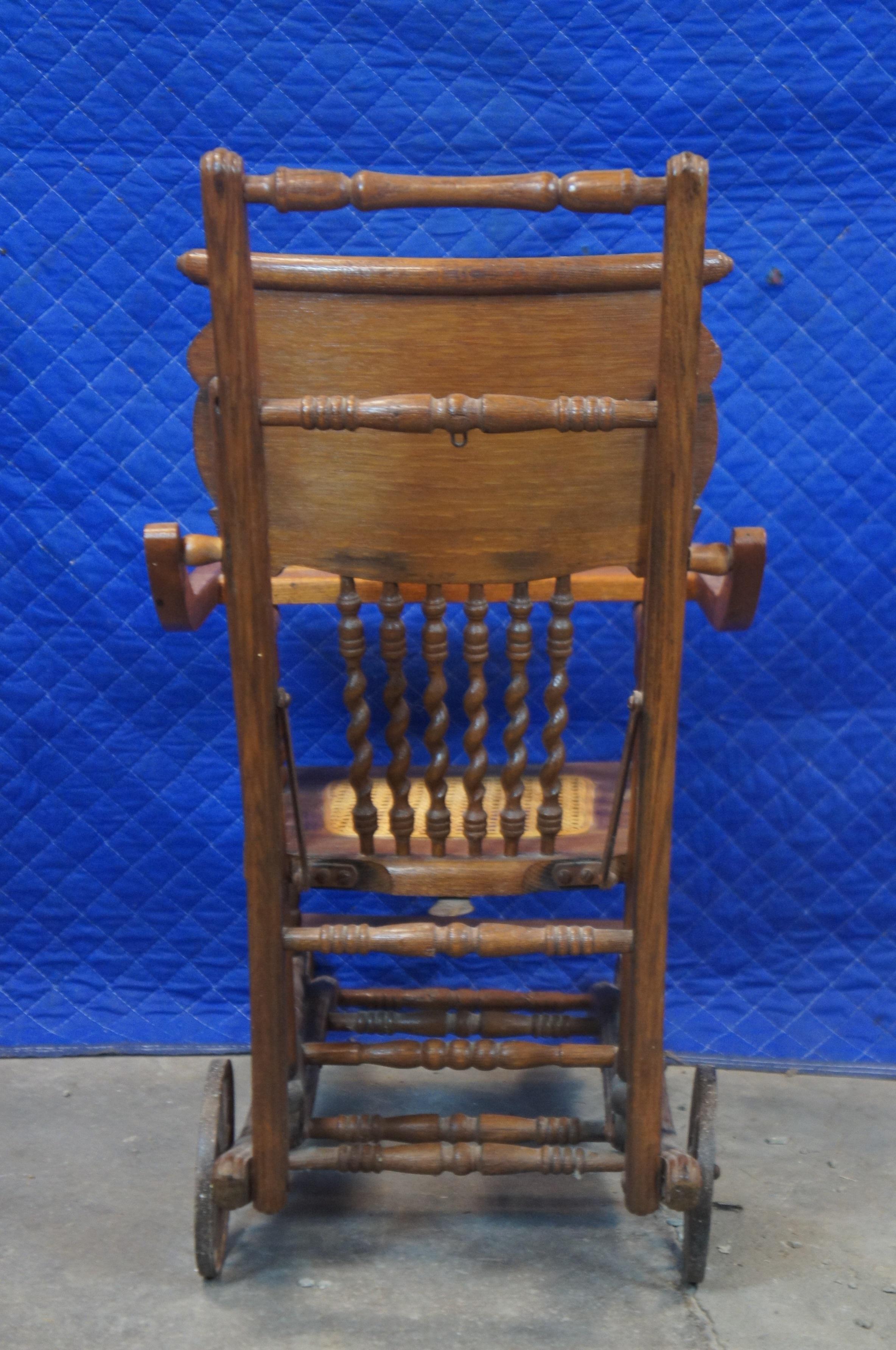 Antique Victorian Oak Caned Convertible Seat High Chair Stroller Carriage 5