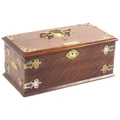 Used Victorian Oak Cigar Humidor Box, 19th Century