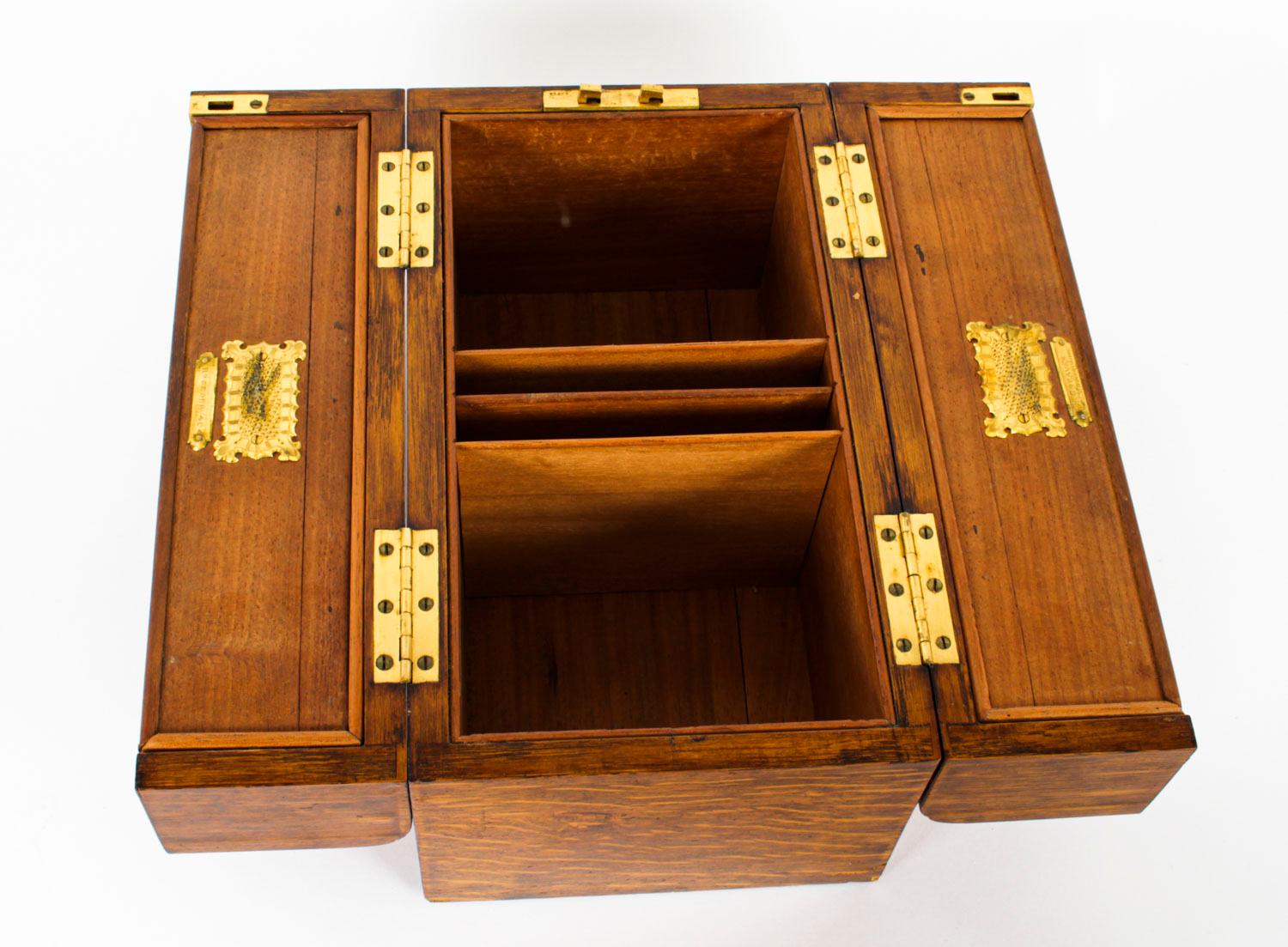 Antique Victorian Oak Cigar Humidor Casket by H. Greaves, 19th Century 4