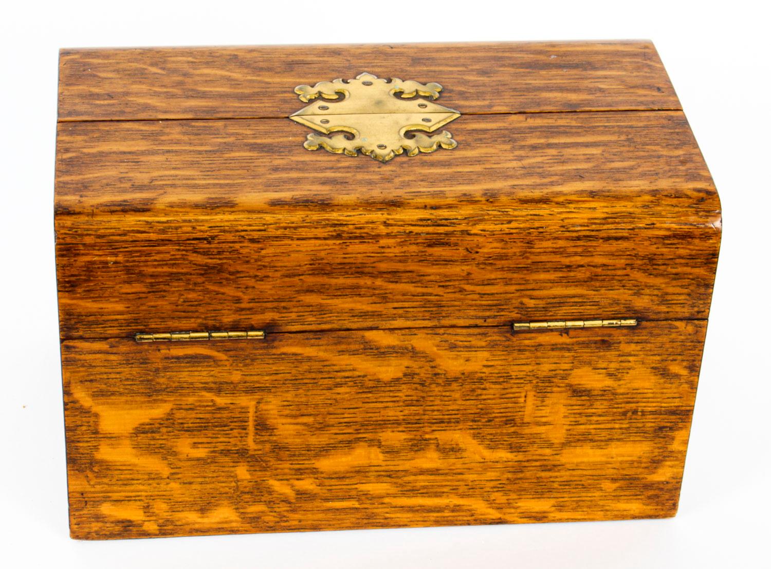Late 19th Century Antique Victorian Oak Cigar Humidor Casket by H. Greaves, 19th Century