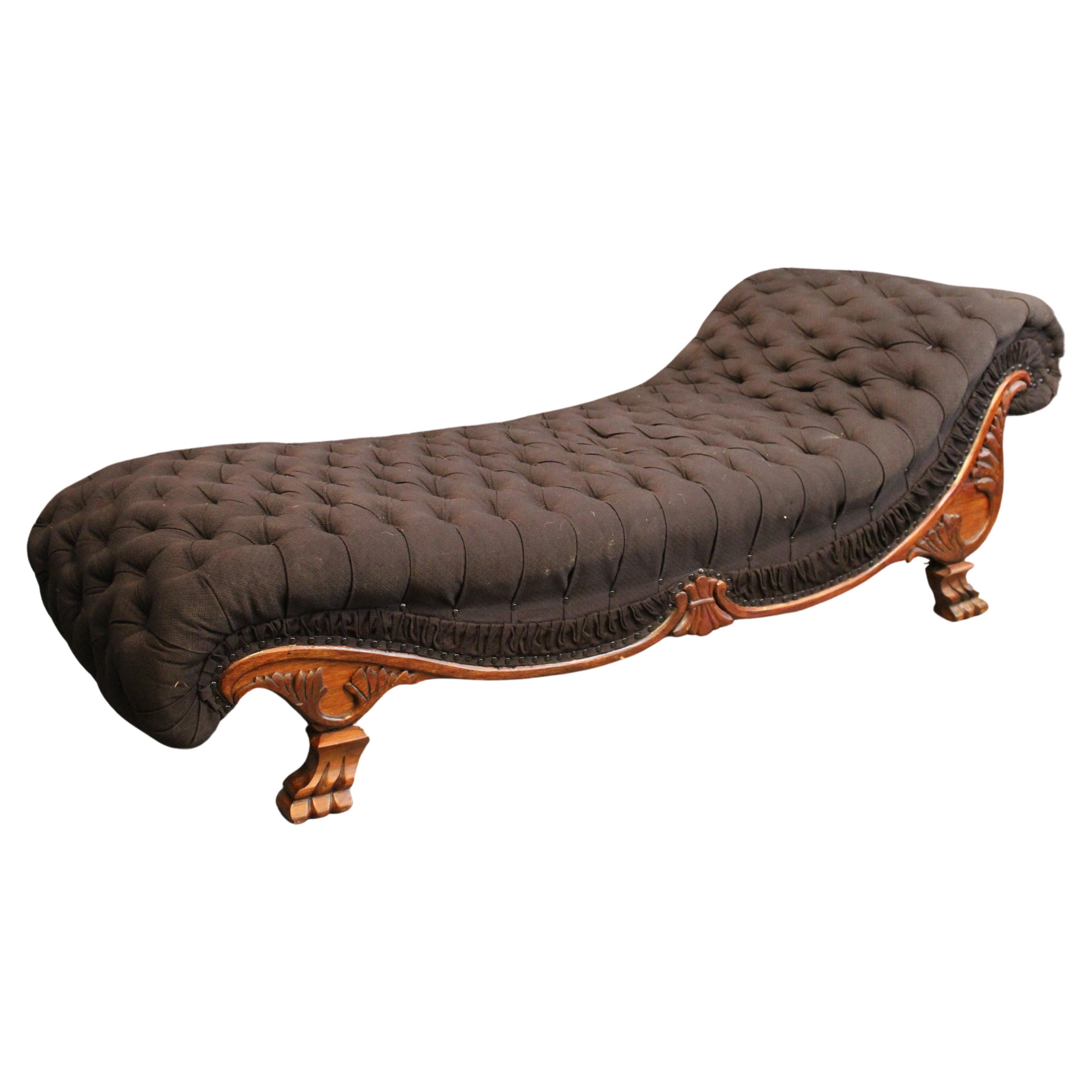 Antique Victorian Oak Clawfoot Chaise Lounge For Sale