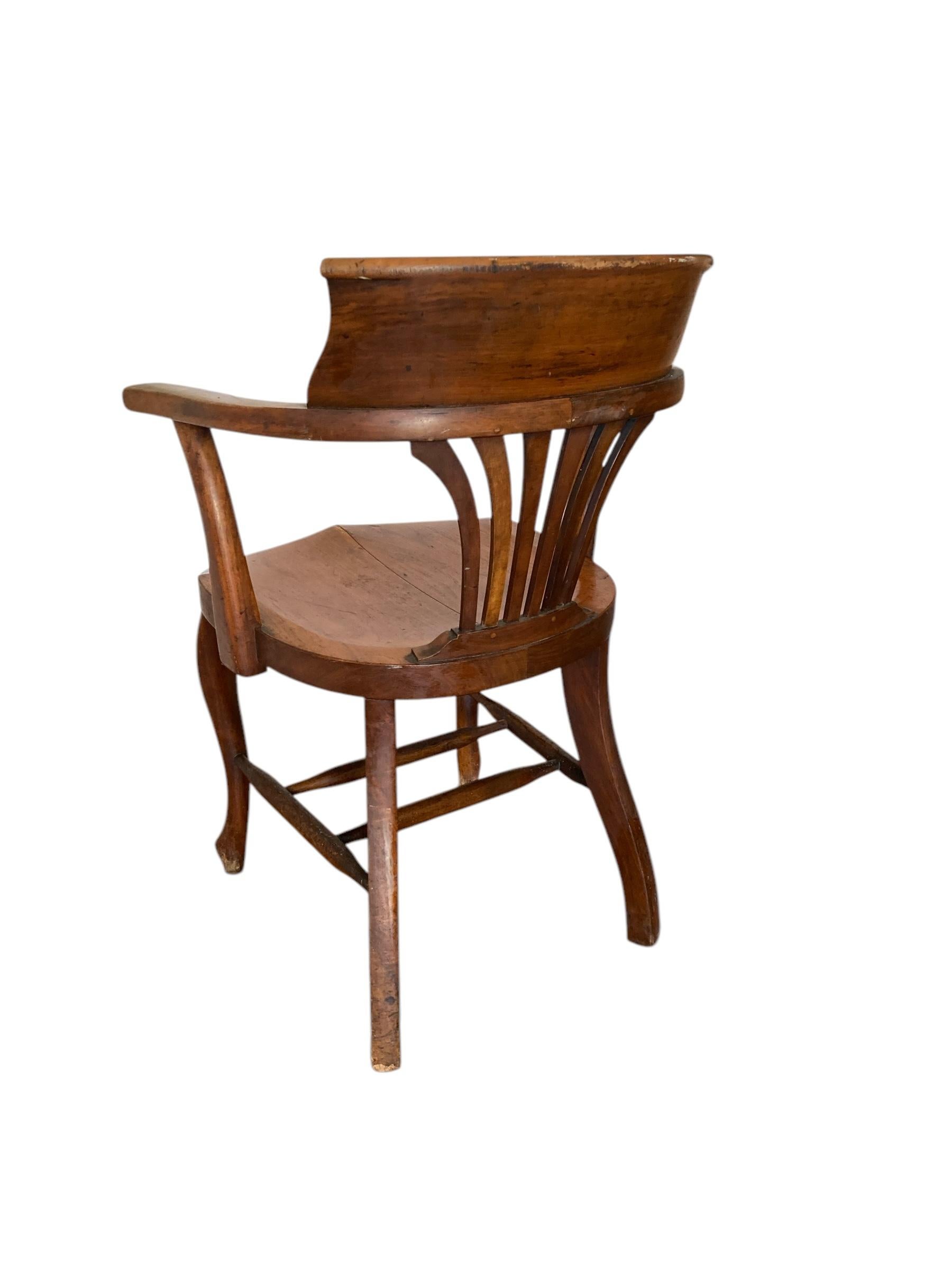 Antiker viktorianischer Eichenholz-Schreibtisch, Büro- oder Beistellstuhl, 1890er Jahre, Originalzustand im Angebot 1