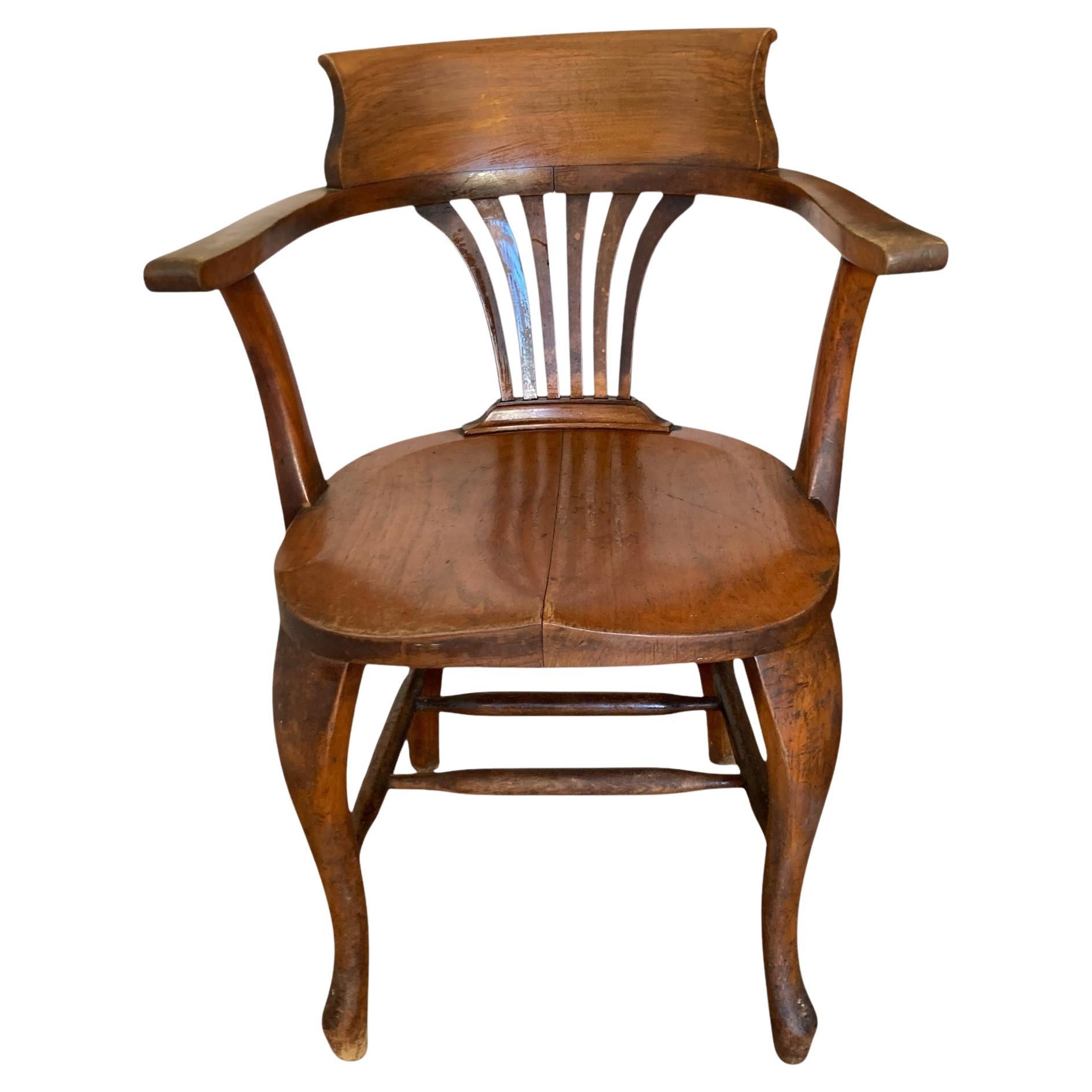 Antique Victorian Oak Desk Office or Side Chair 1890's Original Condition
