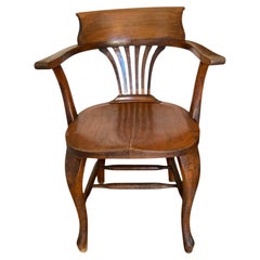Antique Victorian Oak Desk Office or Side Chair 1890's Original Condition