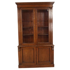 Antique Victorian Oak Four Door Bookcase, Display Cabinet, B2876