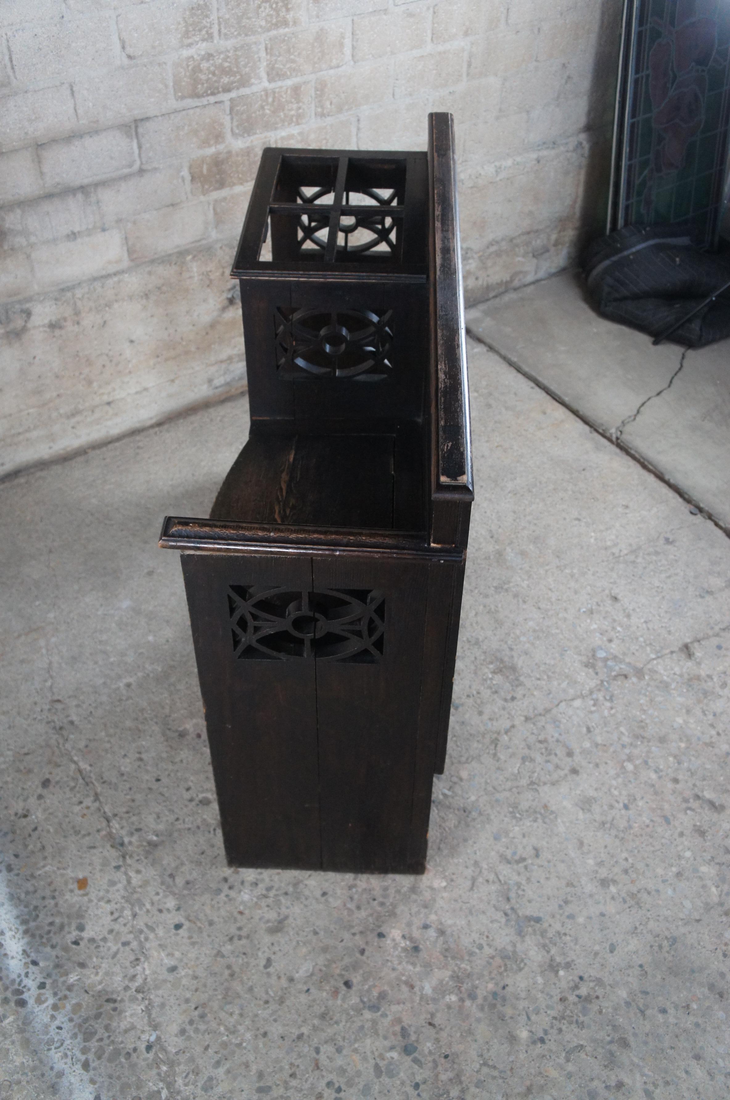Antique Victorian Oak Hall Bench Seat Umbrella Cane Stick Stand 43