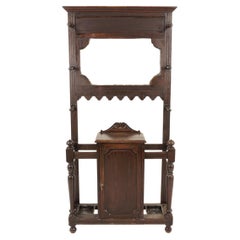 Antique Victorian Oak Hall Stand, Coat Rack, Scotland 1880, H1019