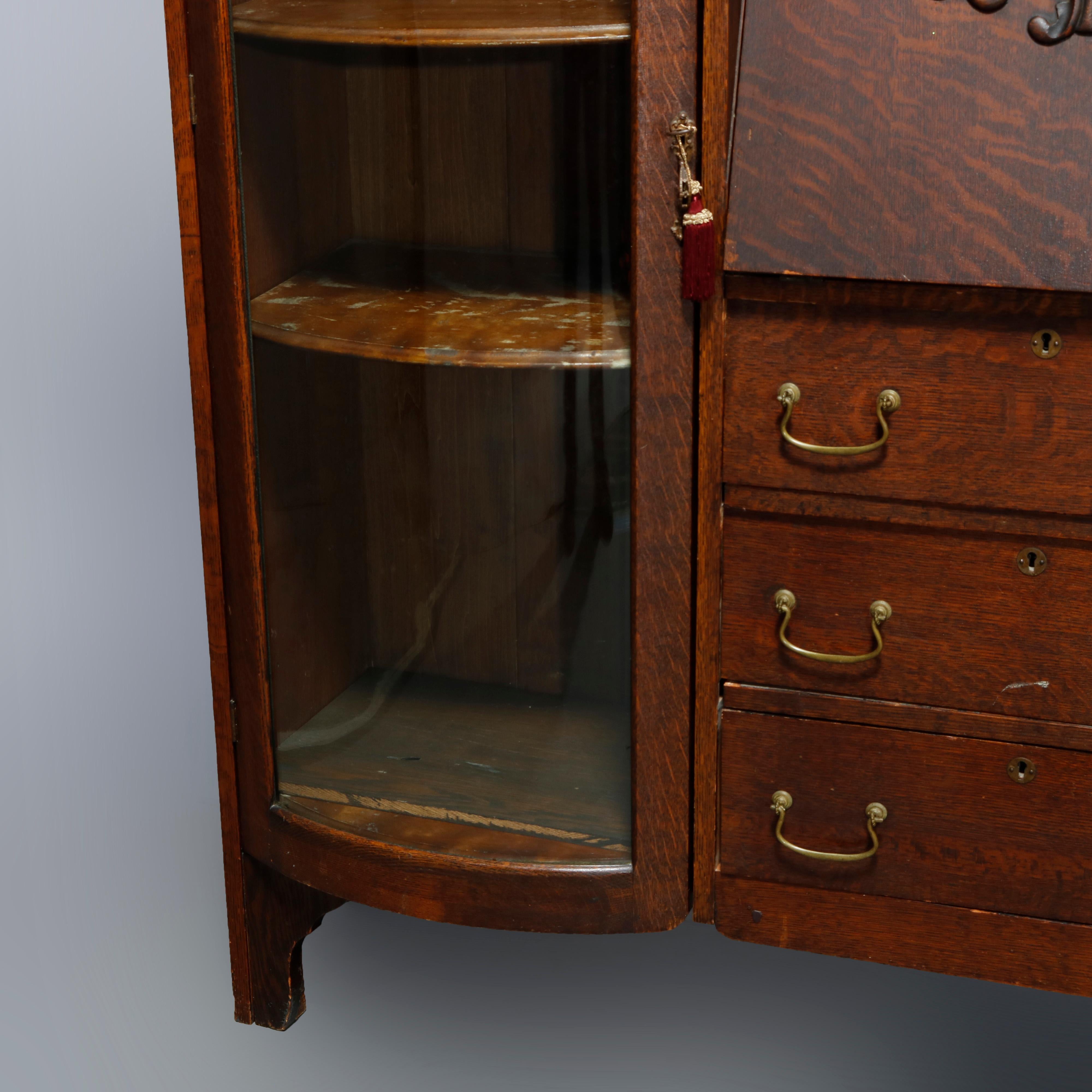 Antique Victorian Oak Horner School Side by Side Secretary Bookcase, Circa 1900 3