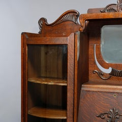 Antique Victorian Oak Horner School Side by Side Secretary Bookcase, Circa 1900
