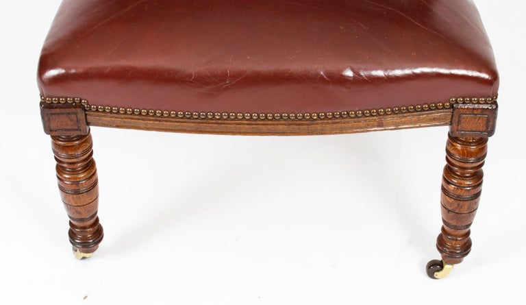 Antique Victorian Oak Leather Desk Chair Tub Chair 19th Century For Sale 15