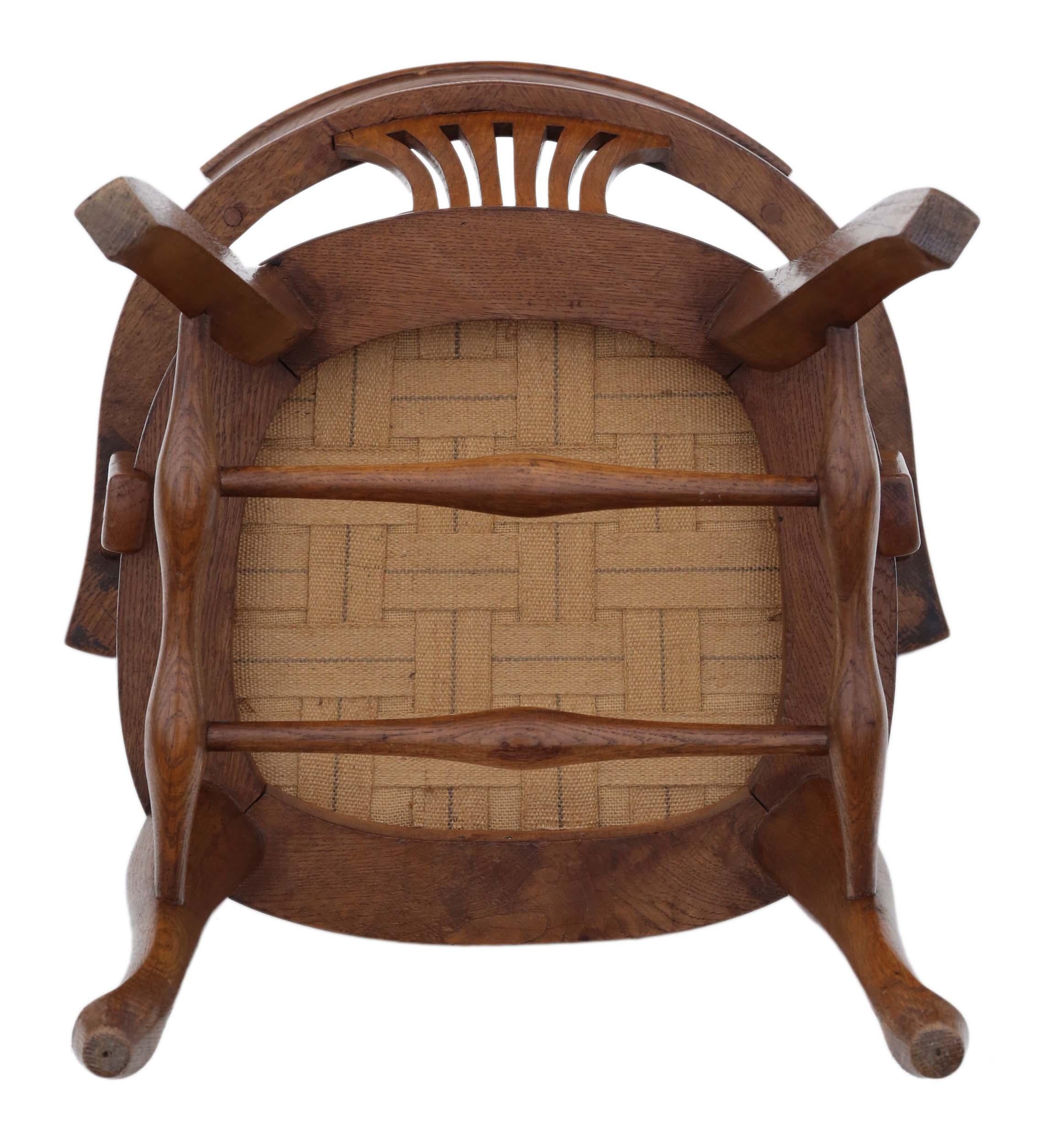 Antique Victorian Oak Leather Desk Office Chair 3