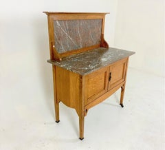 Antique Victorian Oak Marble Top Washstand, Dresser, Scotland 1900, B660