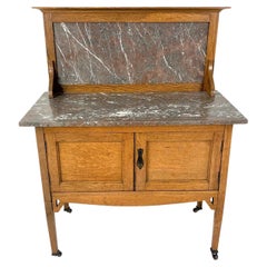 Used Victorian Oak Marble Top Washstand, Dresser, Scotland 1900, B660