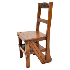 Antique Victorian Oak Metamorphic Chair / Library Steps