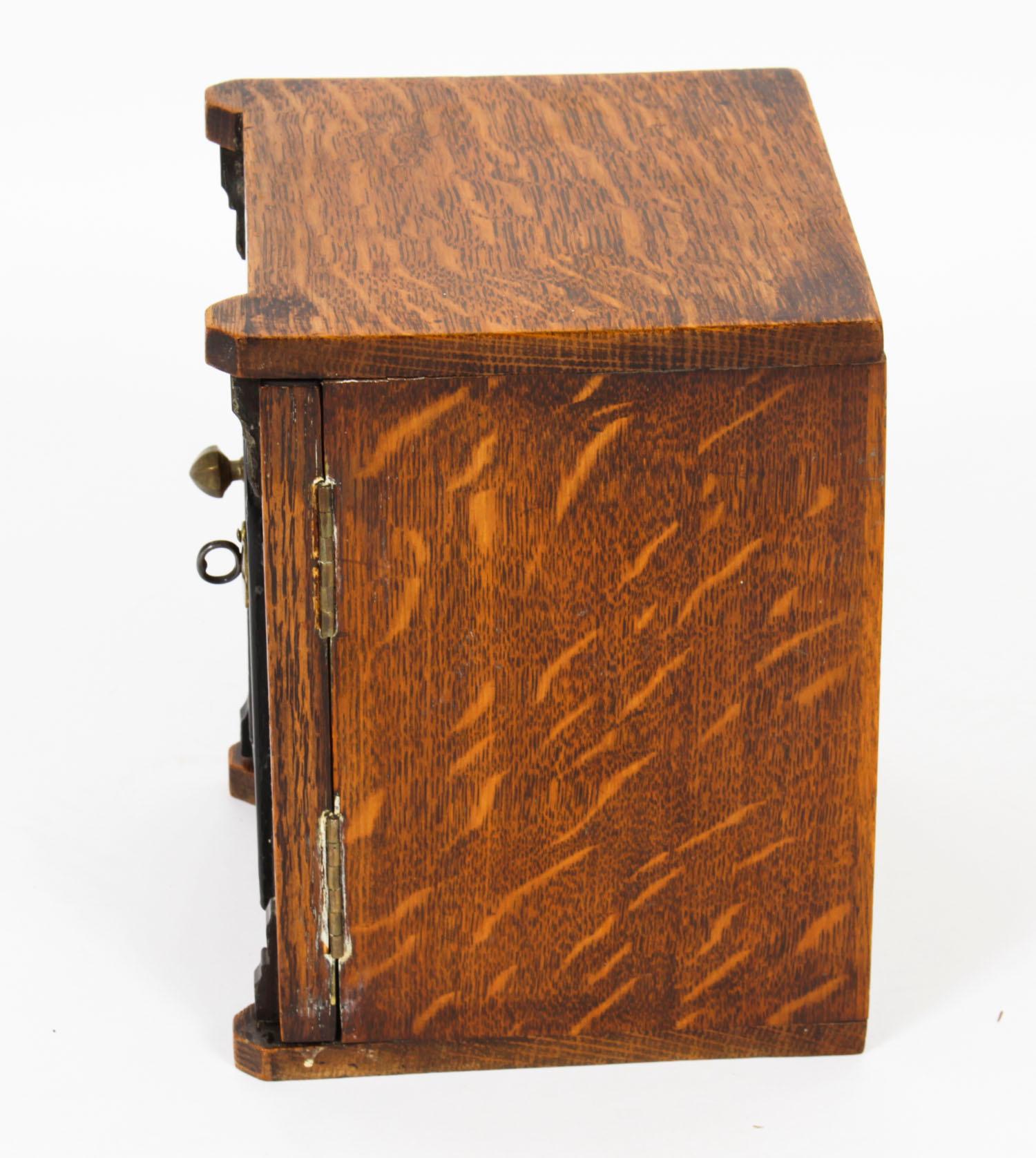Antique Victorian Oak Novelty Cigar Humidor Box, 19th Century 2