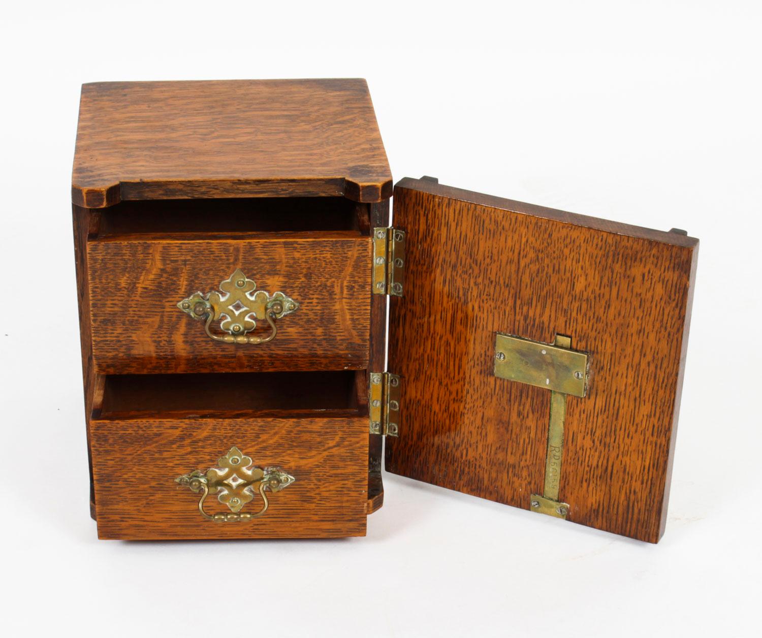 Late 19th Century Antique Victorian Oak Novelty Cigar Humidor Box, 19th Century