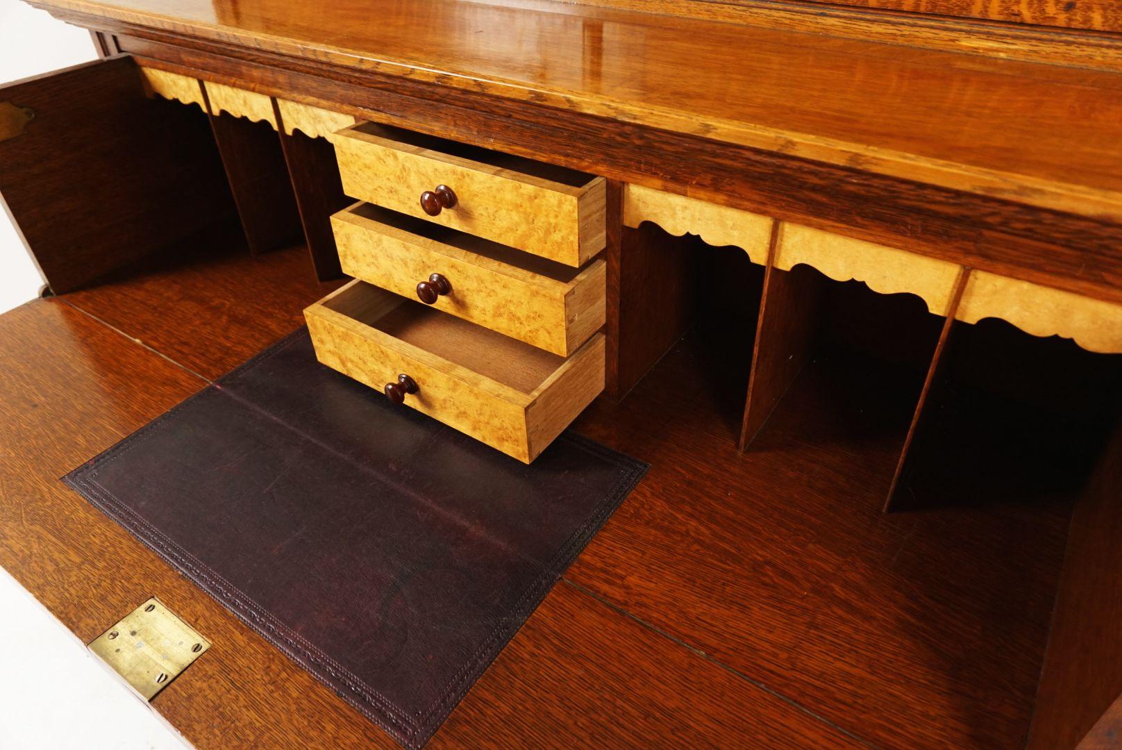 Antique Victorian Oak Secretaire Bookcase, Desk, Bookcase, Scotland 1890, B1817 In Good Condition In Vancouver, BC