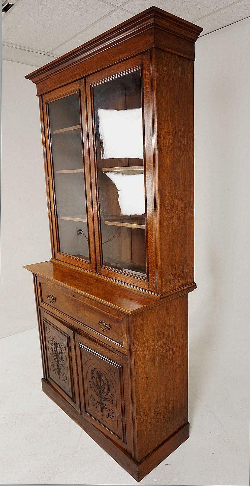Antique Victorian Oak Secretaire Bookcase, Desk, Bookcase, Scotland 1890, B1817 3