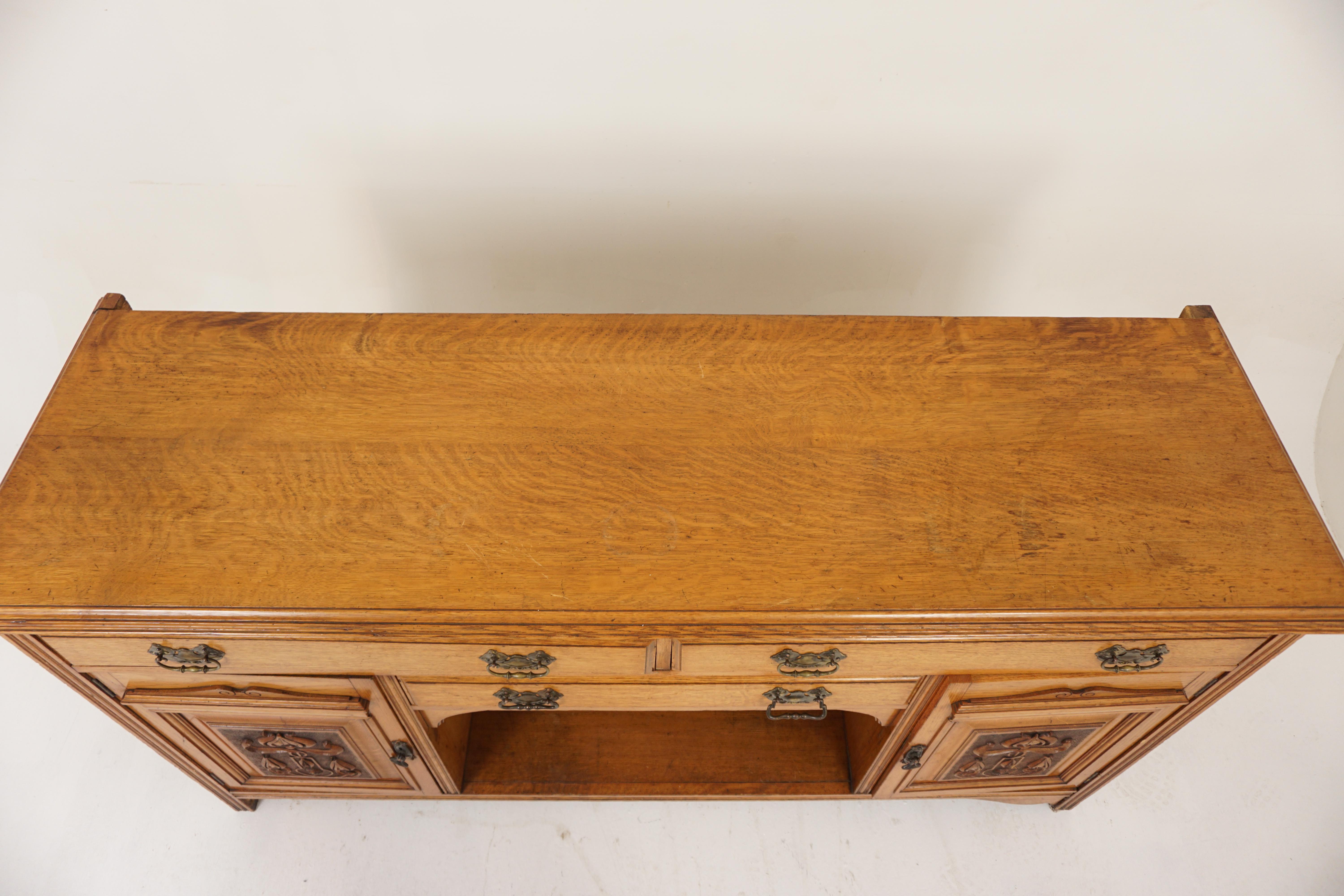 Antique Victorian Oak Sideboard, Buffet, Chiffonier, Scotland 1890, H607  For Sale 3