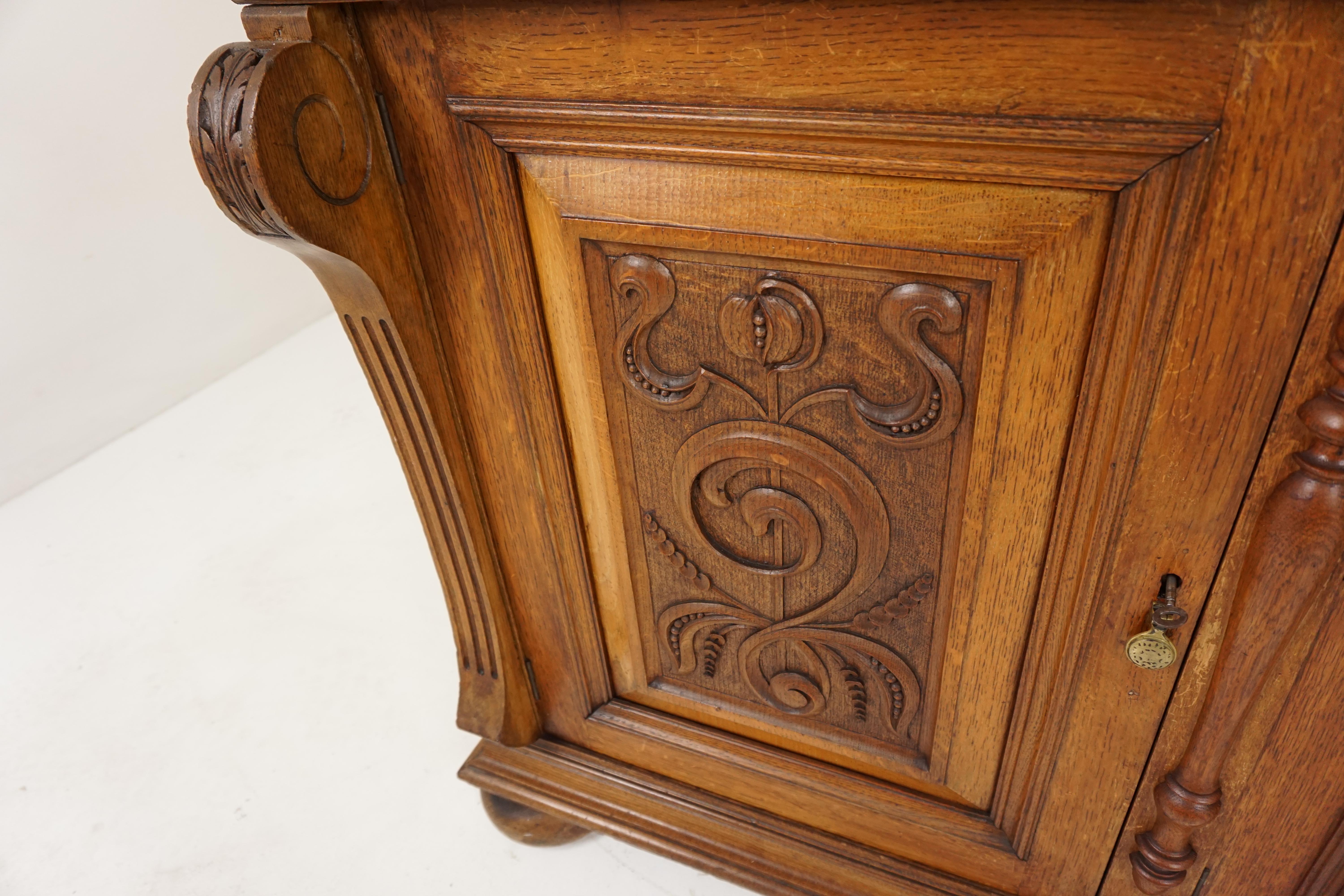 Scottish Antique Victorian Oak Sideboard, Buffet, Dresser, Base, Scotland 1890