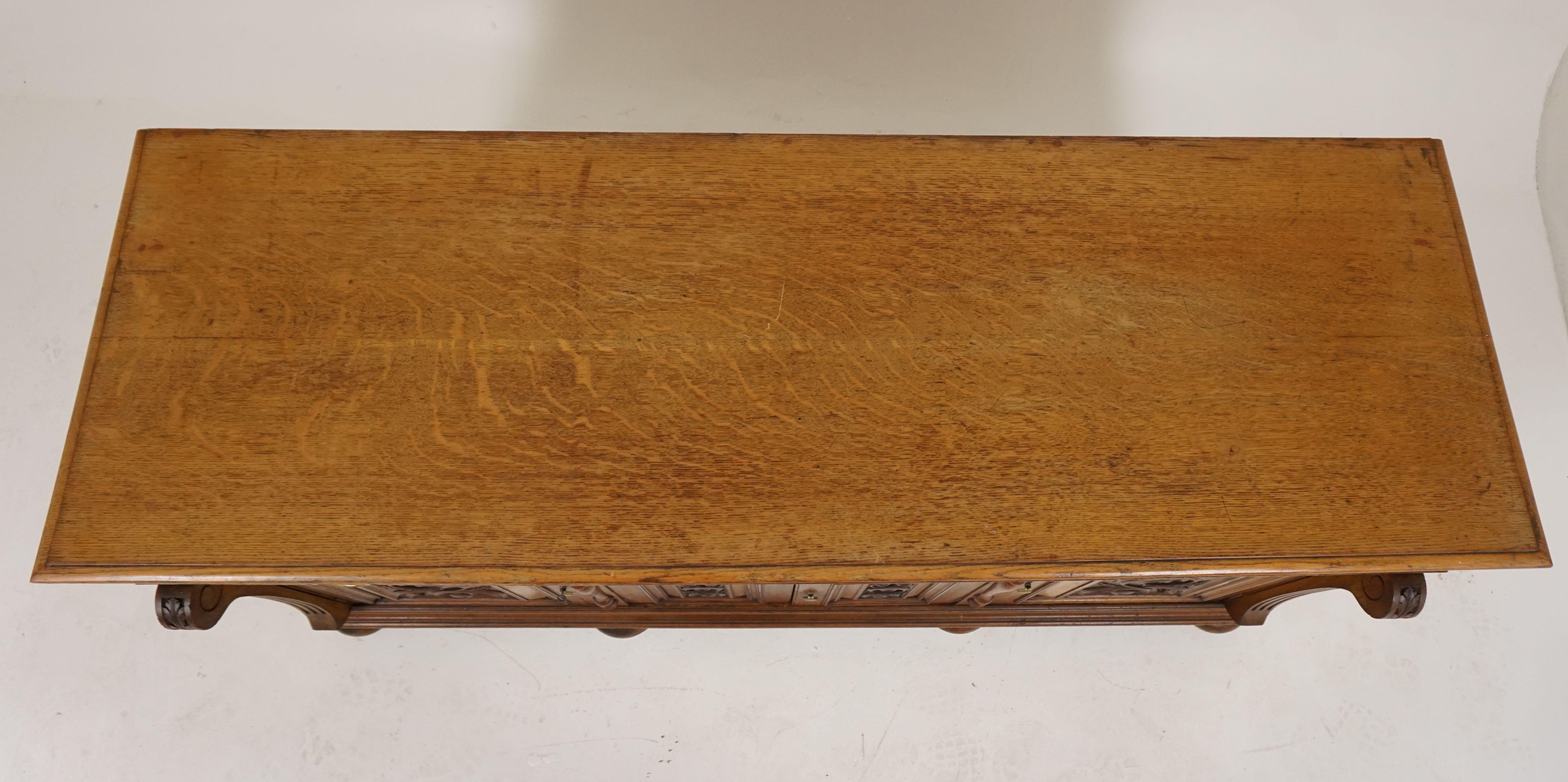 Antique Victorian Oak Sideboard, Buffet, Dresser, Base, Scotland 1890 In Good Condition In Vancouver, BC