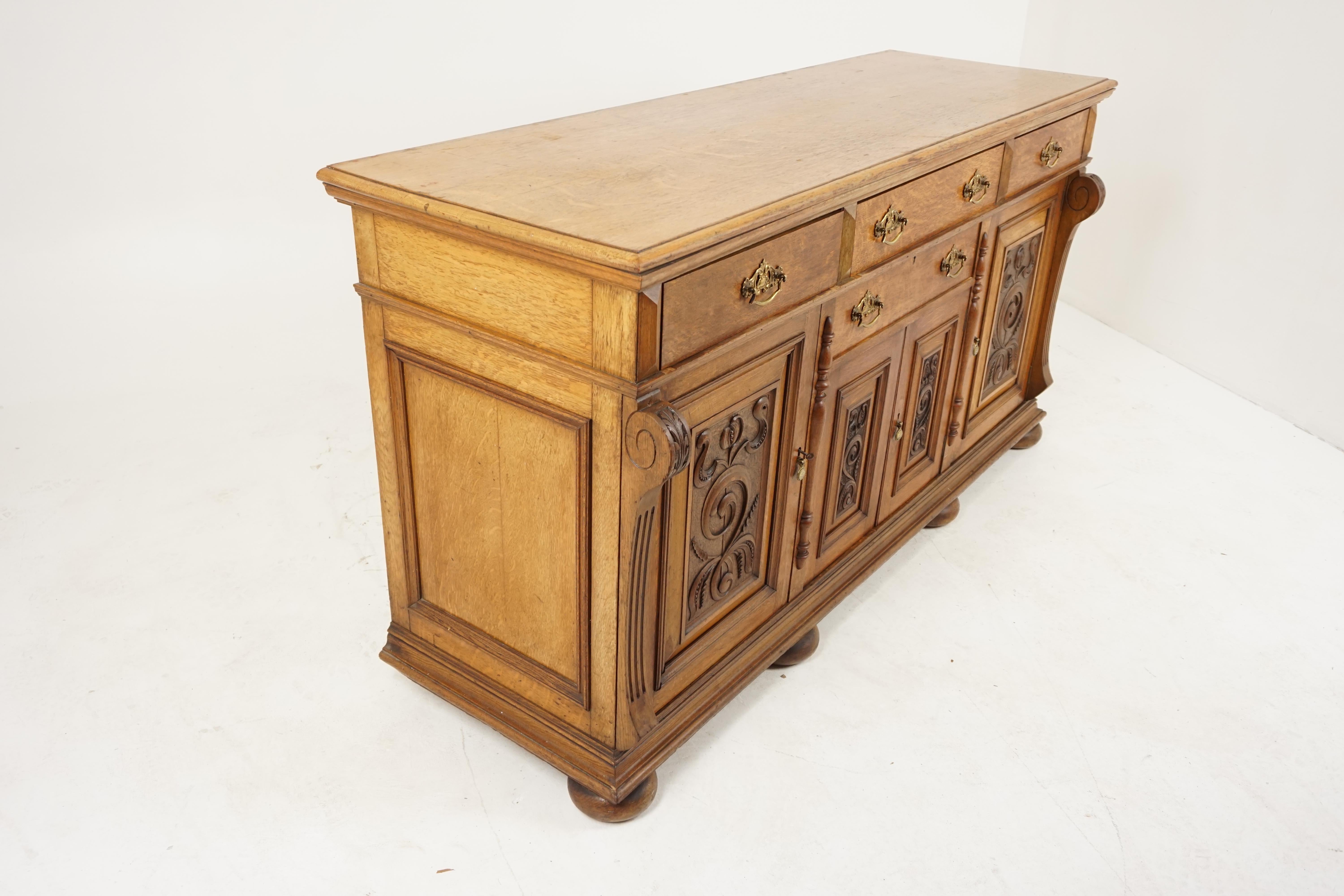 Late 19th Century Antique Victorian Oak Sideboard, Buffet, Dresser, Base, Scotland 1890