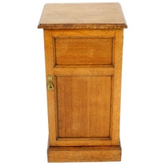 Antique Victorian Oak Single Door Nightstand, End Table, Scotland 1880