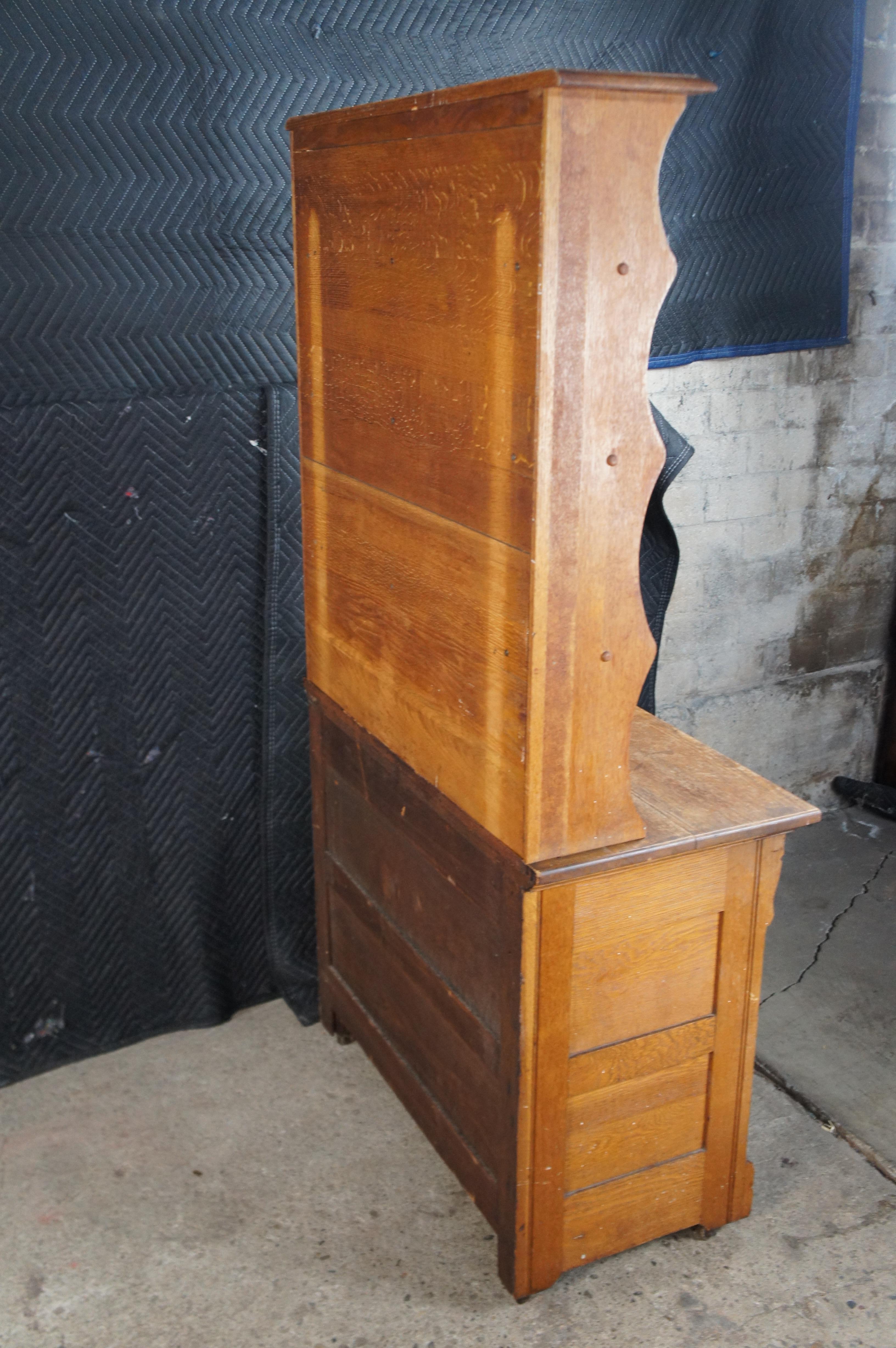 Antique Victorian Oak Stepback Bookcase Bookshelf Hutch Cabinet 67