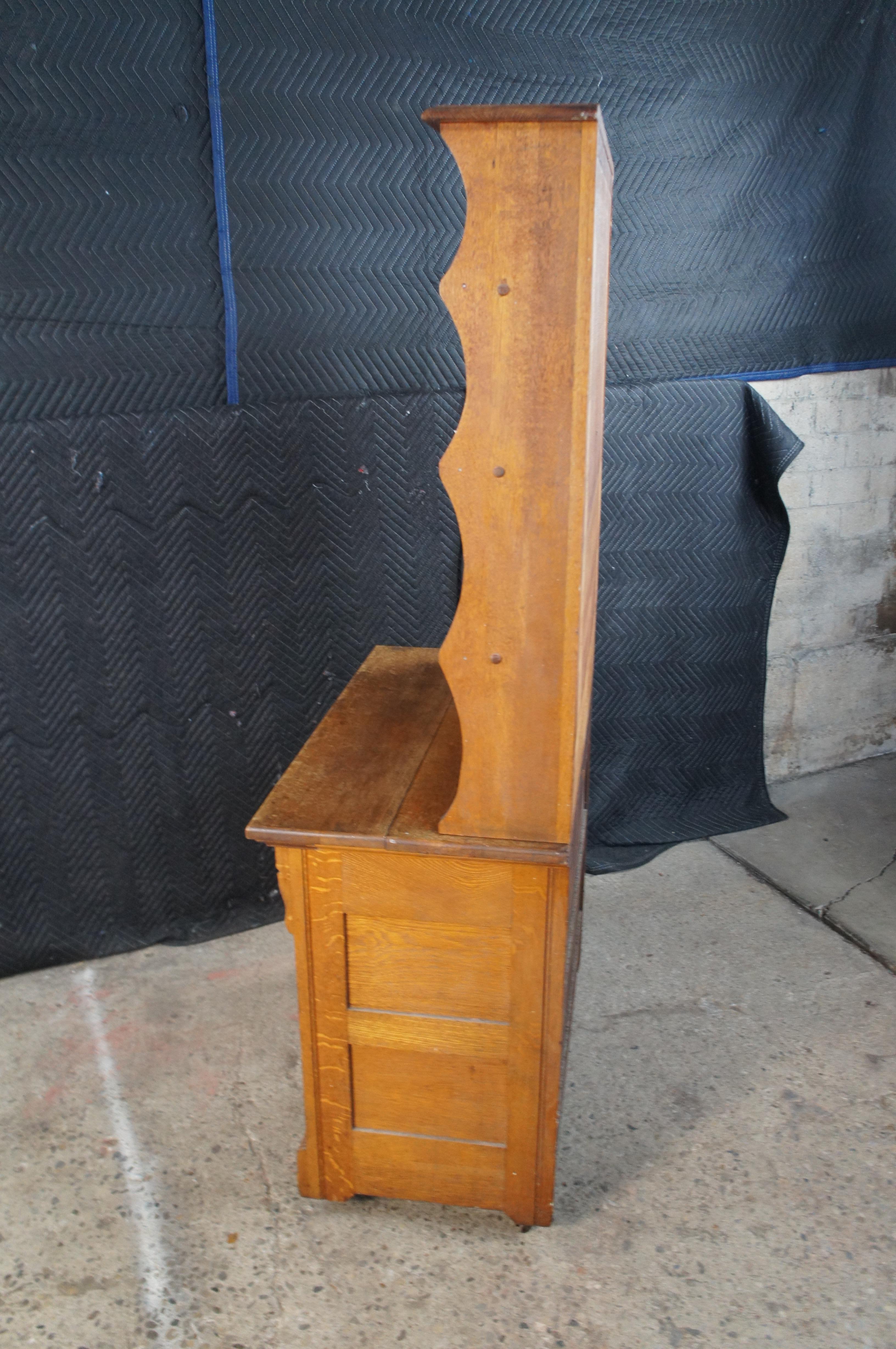 Antique Victorian Oak Stepback Bookcase Bookshelf Hutch Cabinet 67