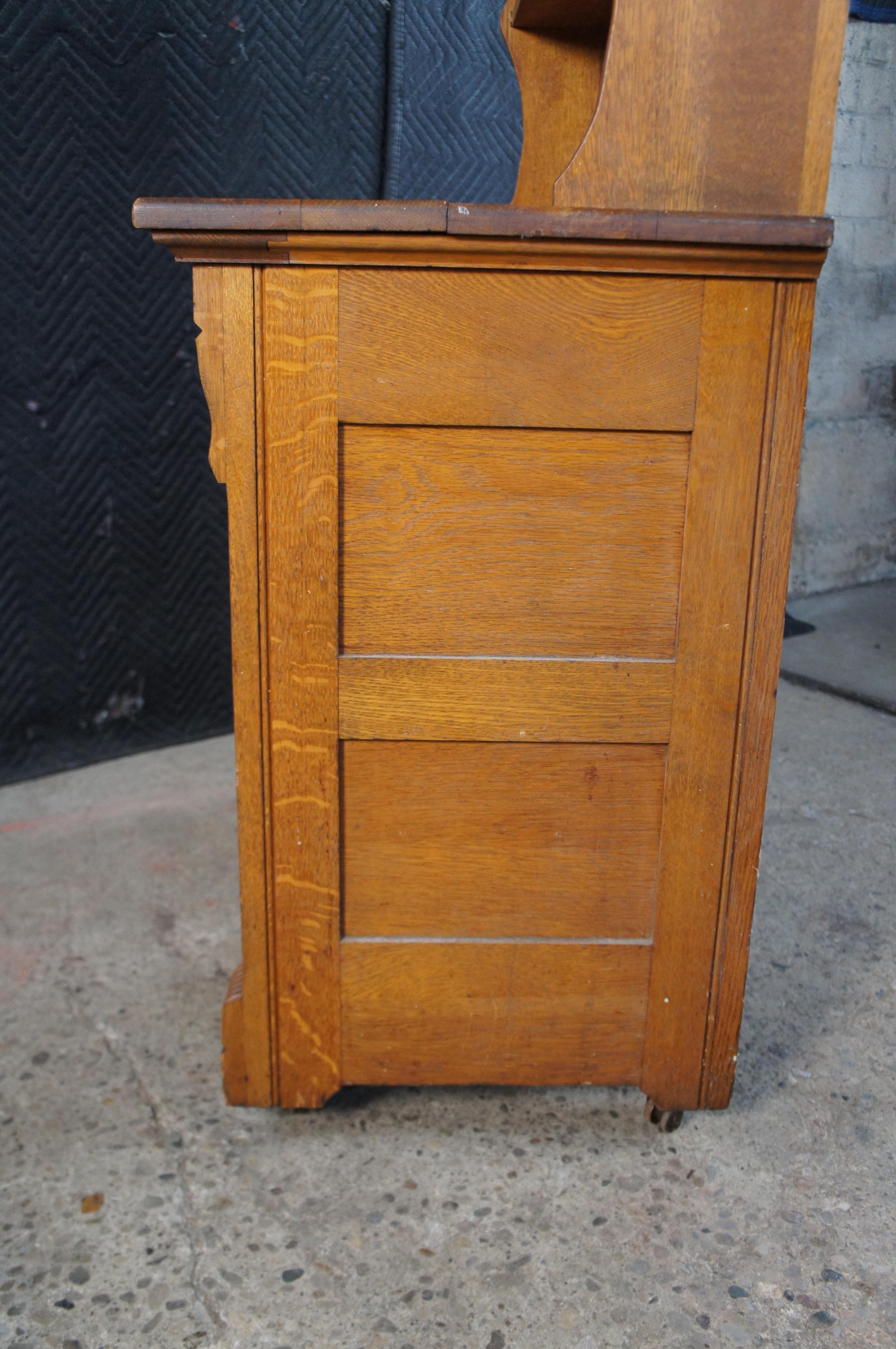 Antique Victorian Oak Stepback Bookcase Bookshelf Hutch Cabinet 67