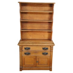 Antique Victorian Oak Stepback Bookcase Bookshelf Hutch Cabinet 67"